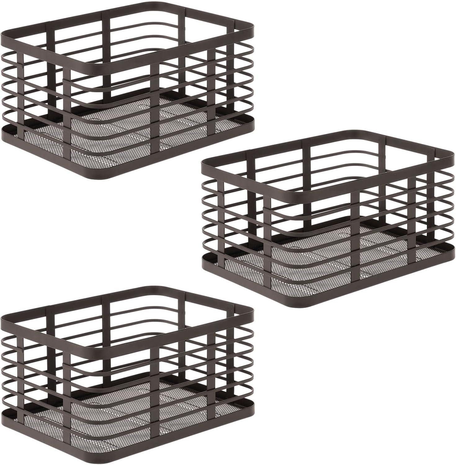 mDesign Aufbewahrungssystem mDesign Allzweckkorb Aufbewahrung Drahtkorb Organizer 3er Set Metall