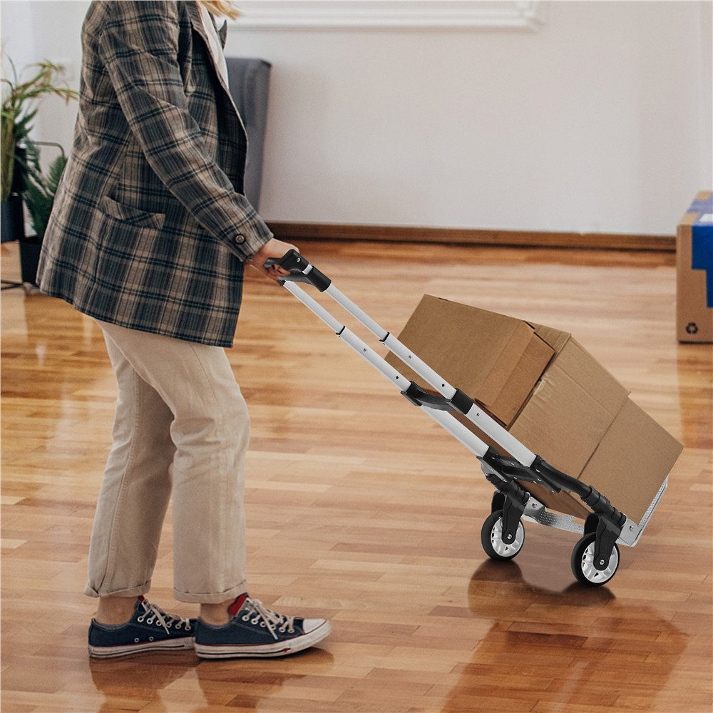 Yaheetech Folding Sack Truck Shopping Trolley, Aluminum Hand Truck Transport Cart up to 80 kg Aluminum Cart