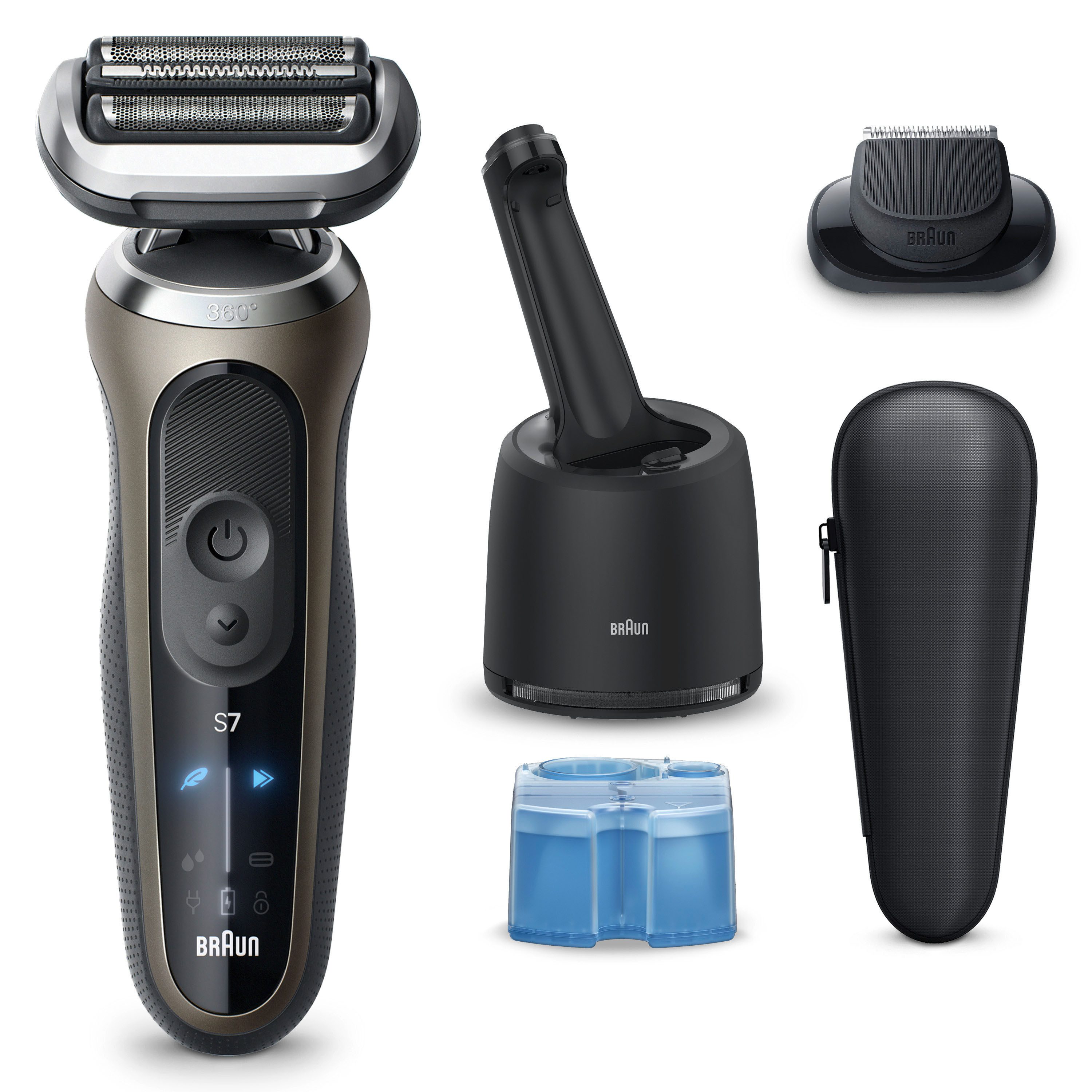 Braun Elektrorasierer Series 7 72-C7200cc, Reinigungsstation, Bis zu 60 min, 4in1 SmartCare Center, +1 Aufsatz, 100% Wasserdicht