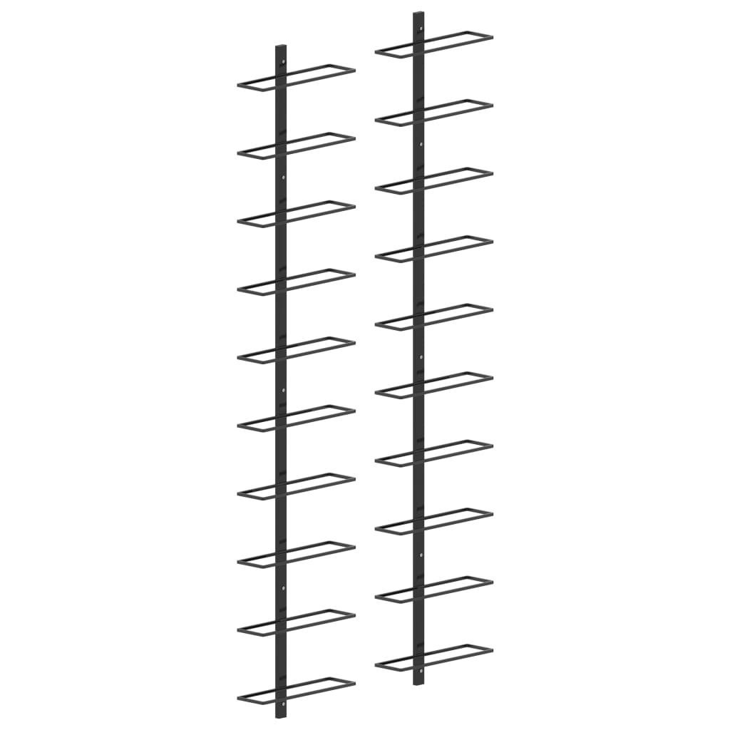Weinregal Wand-Weinregale für 20 Flaschen 2 Stk. Schwarz Metall