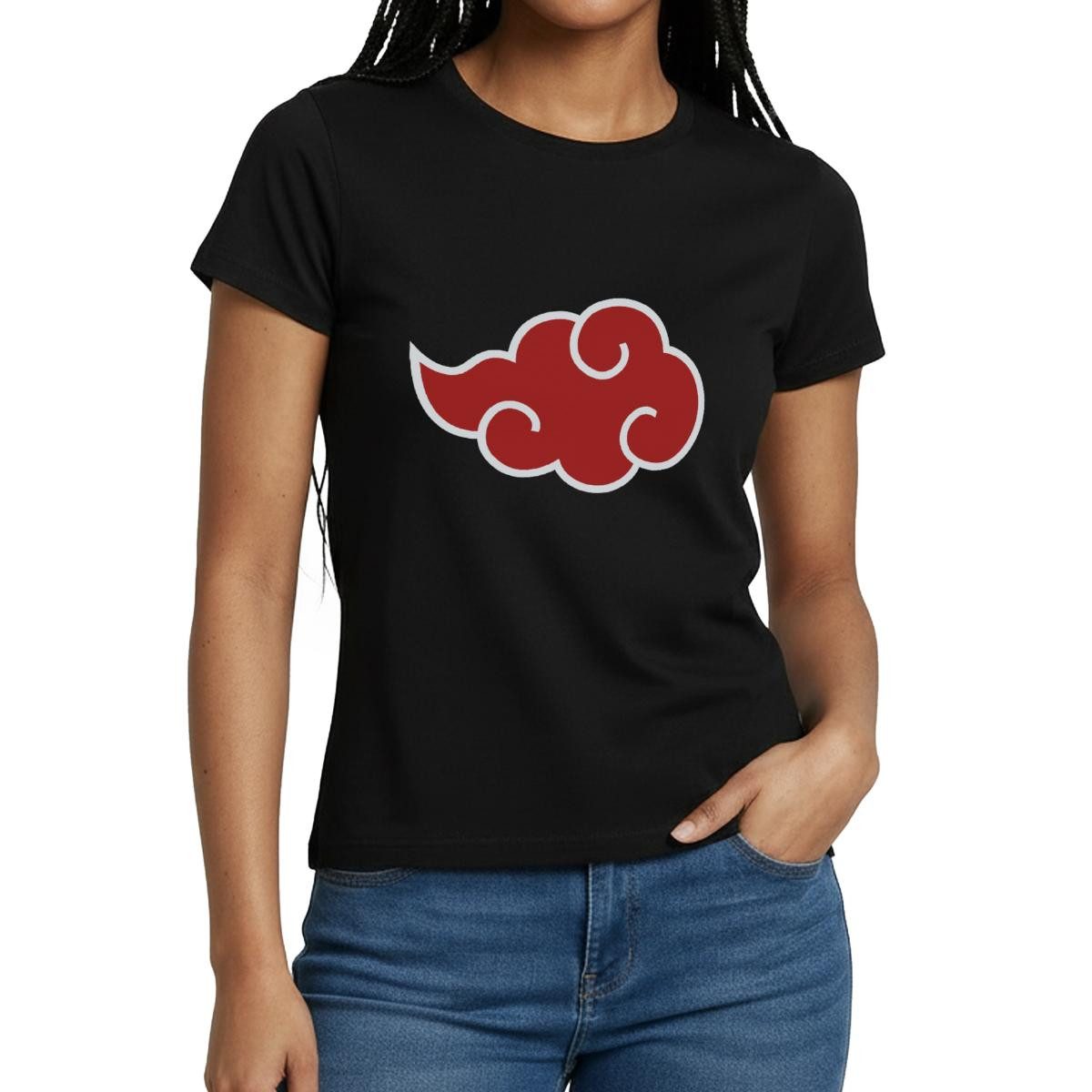 Spreadshirt T-Shirt Naruto Shippuden Akatsuki-Wolke Frauen T-Shirt (1-tlg) Slim Fit, fällt klein aus