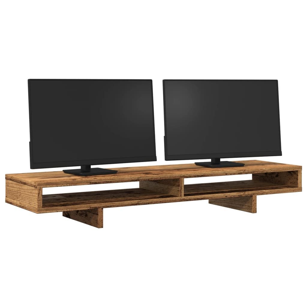 vidaXL Monitor-Halterung 100 x 27 x 15 cm Monitorständer Altholz-Optik 100x27x15 cm Spanplatte, (2-tlg)