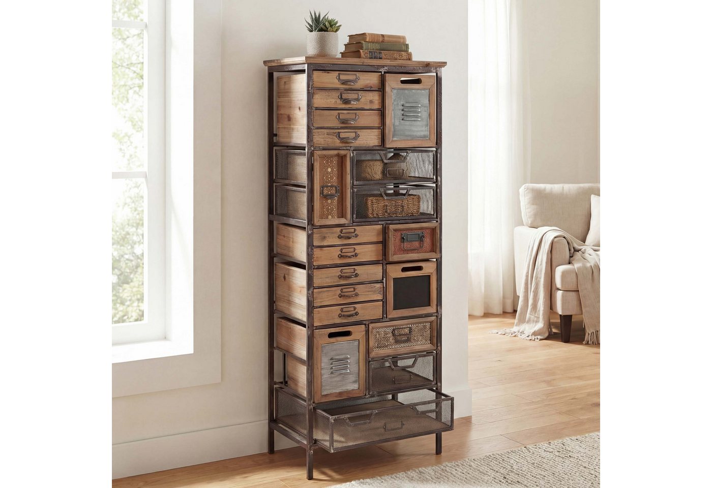 MCW Apothekerschrank MCW-A43-33 19 Schubladen, Shabby-Look