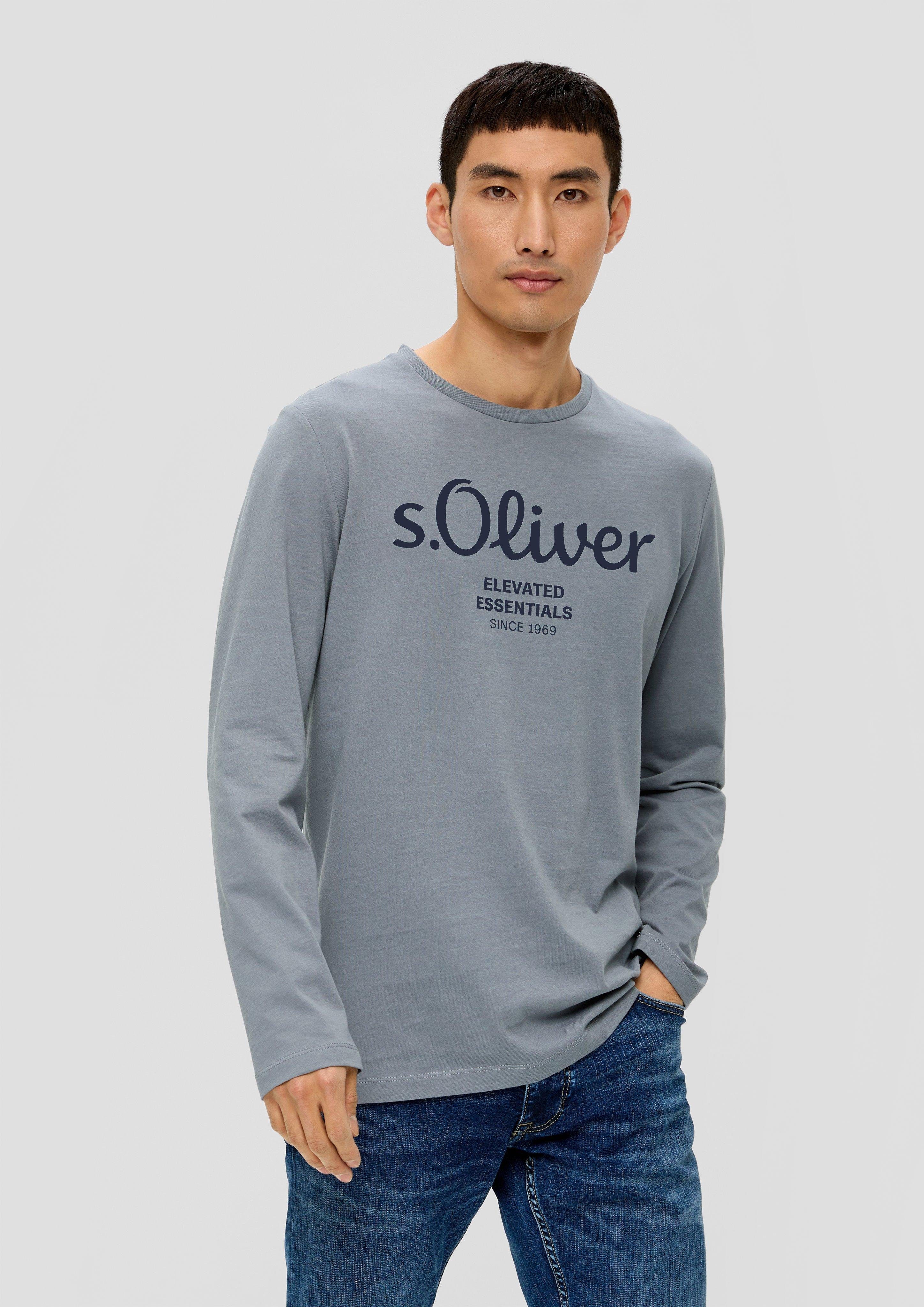 s.Oliver Langarmshirt T-Shirt schiefergrau