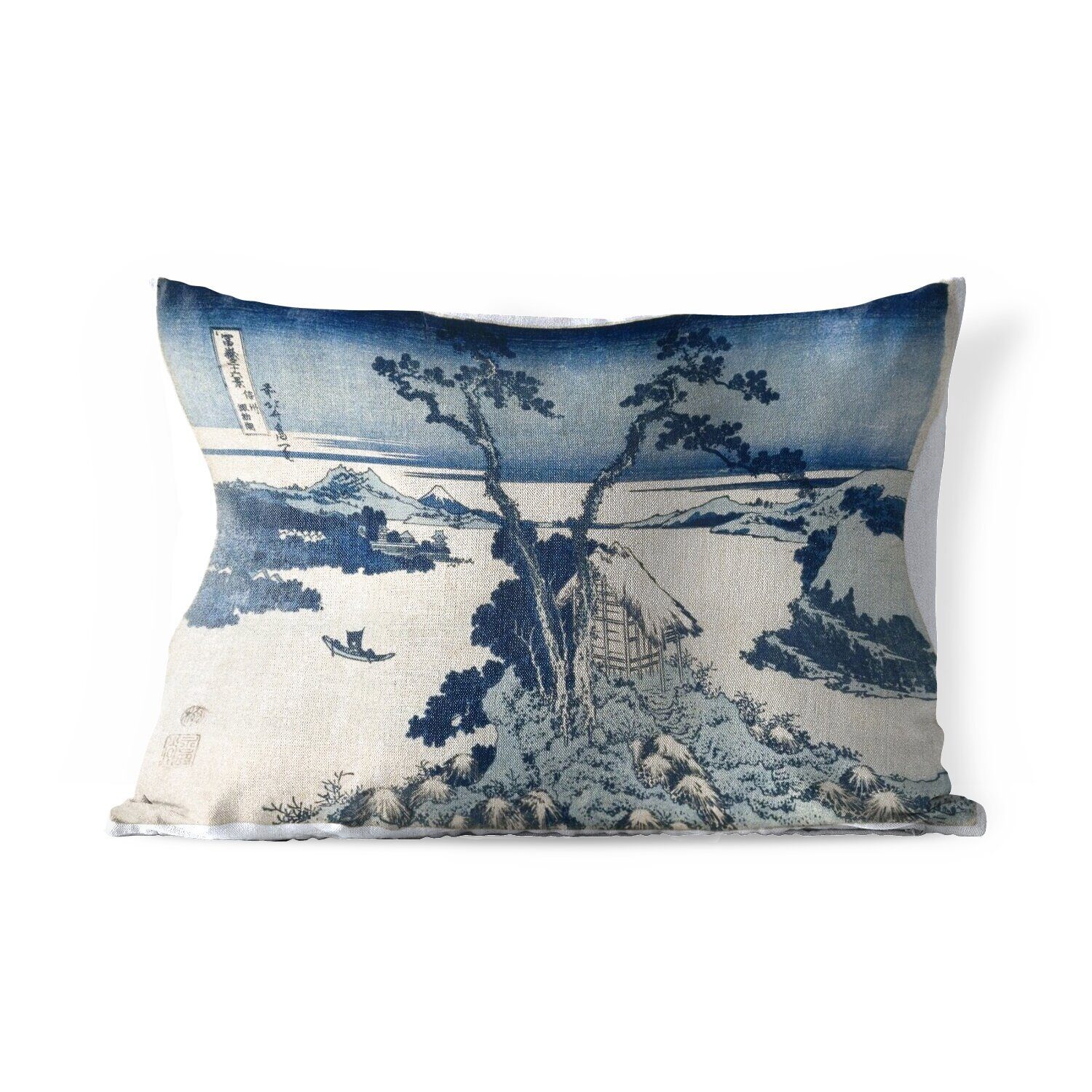 Fuji - den auf Hokusai, Outdoor-Dekorationskissen, Gemälde Kissenhülle Berg Polyester, Dekokissen MuchoWow von Dekokissenbezug, Blick Katsushika