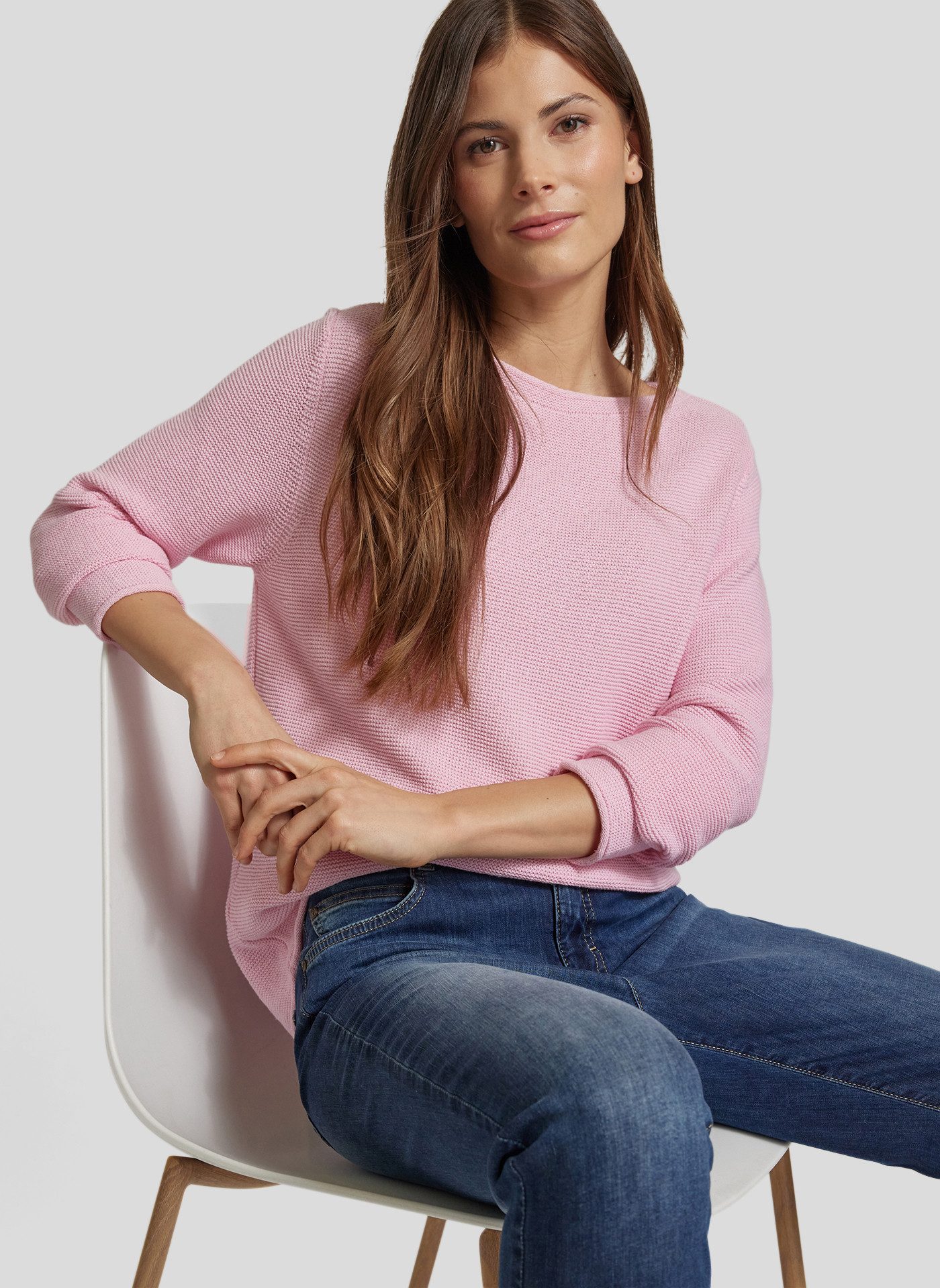 Rabe Rundhalspullover in Struktur-Optik