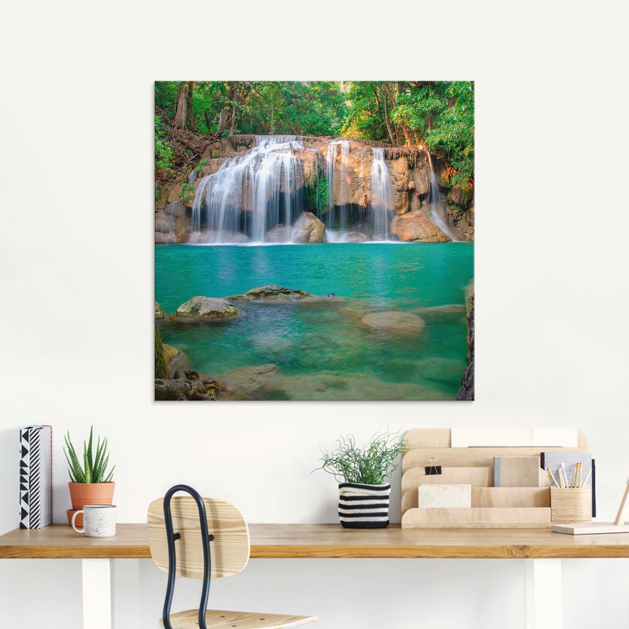 Artland Glasbild Wasserfall im Wald National Park, Gewässer (1 St), in verschiedenen Größen