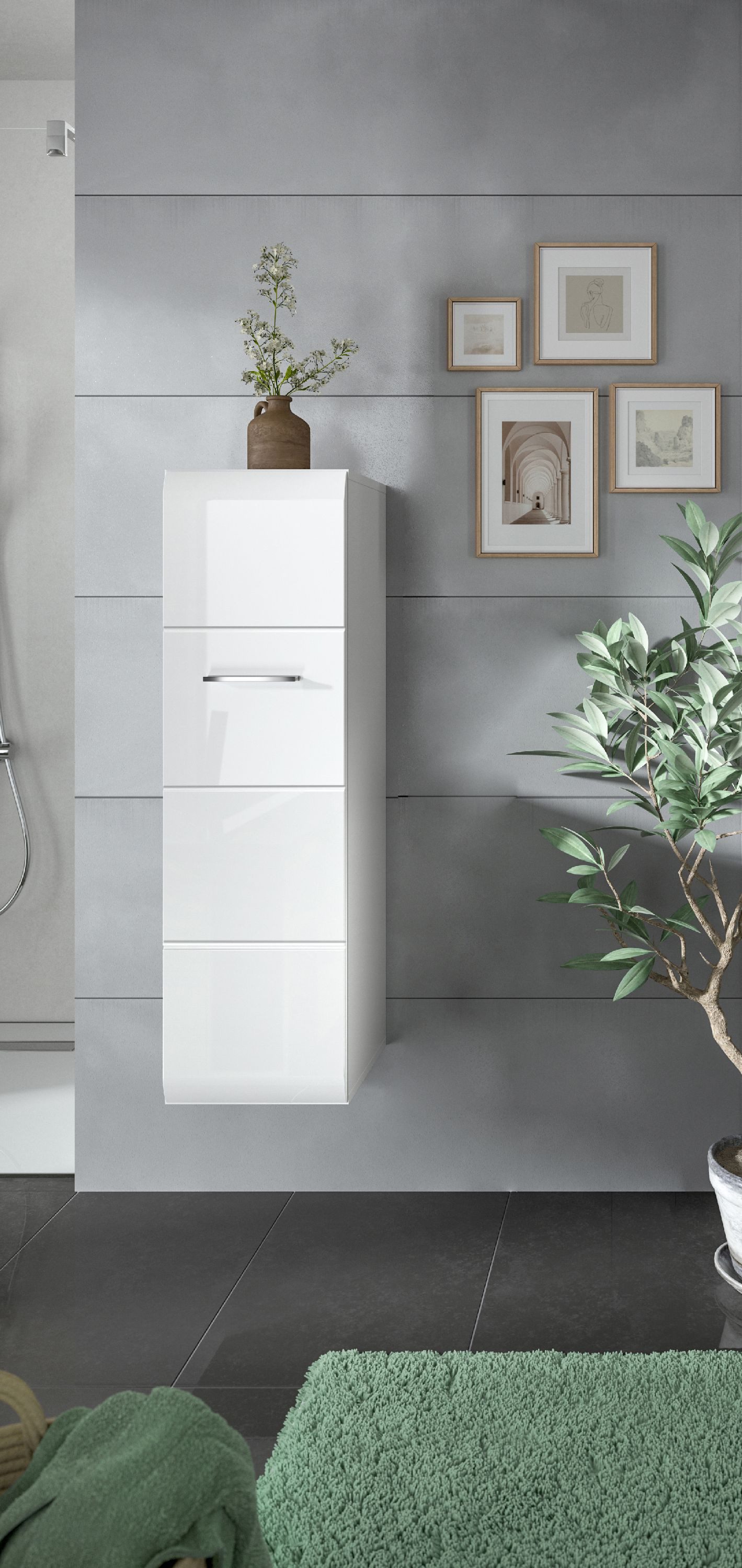 xonox.home Stauraumschrank weiß Nachbildung Melamin beschichtet modern 30x106x30 cm – Bild 5 von 5