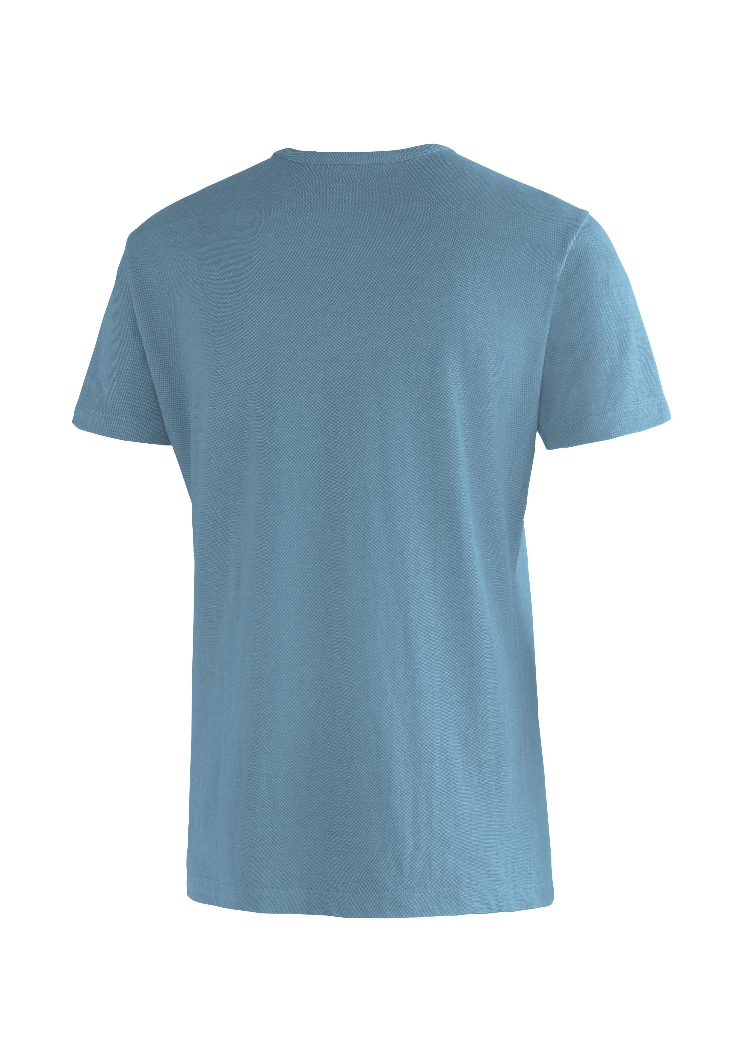 Maier Sports T-Shirt Burgeis 16 Herren pastellblau für Freizeit Wandern und Print M mit Kurzarmshirt