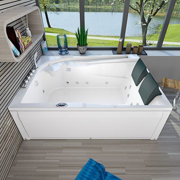 AcquaVapore Whirlpool-Badewanne Whirlpool Pool Badewanne Wanne W12H-A 135x180cm, (1-tlg), Mit Fußgestell und Ablaufgarnitur