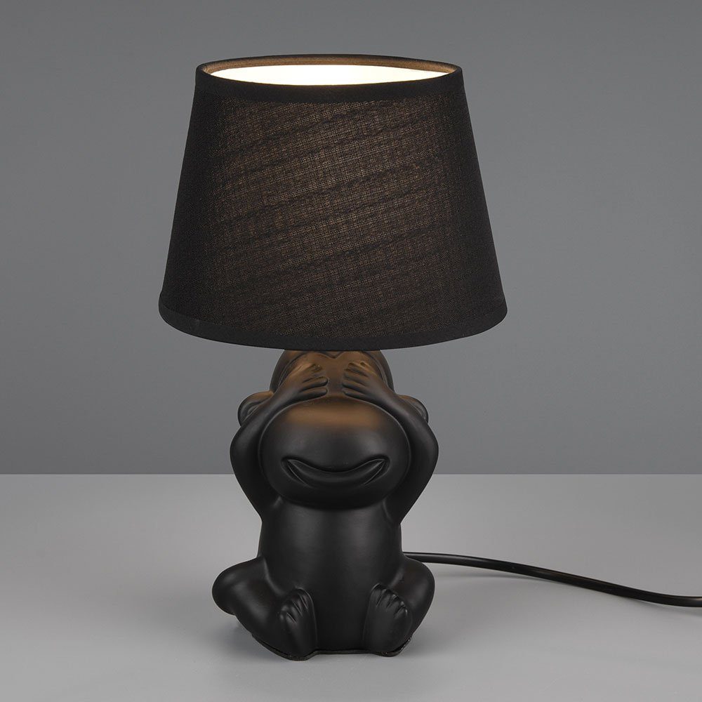 etc-shop Tischleuchte, Leuchtmittel nicht inklusive, Nachttischleuchte Tischlampe Keramik Affe schwarz Beistellleuchte