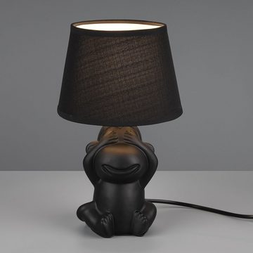 etc-shop Tischleuchte, Leuchtmittel nicht inklusive, 2x Nachttischleuchte Affe Tischlampe Keramik schwarz Beistellleuchte