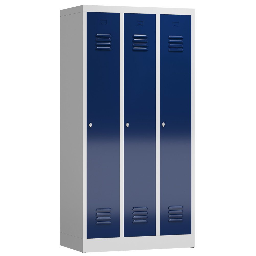Steelboxx Spind 3er Spind Spindschrank Kleiderspind 180x90x50cm (1-St) Komplett verschweißt und montiert- keine Montage erforderlich
