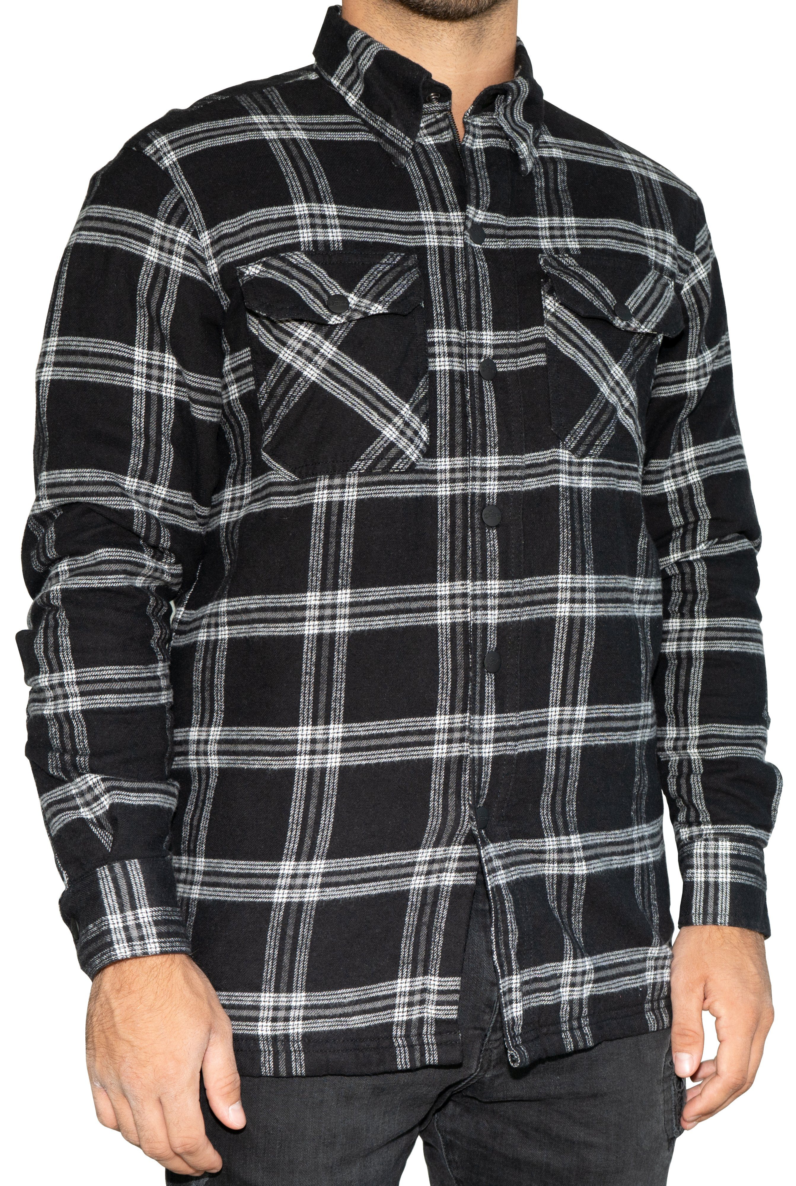 BRUBAKER Protektorenhemd Motorradhemd mit Schutzfutter aus Aramid - Protektorentaschen (Sicherheitshemd für Motorradfahrer, 1-tlg., Schottenkaro, in Holzfäller Optik), Motorrad Biker Flanell Hemd Tartan