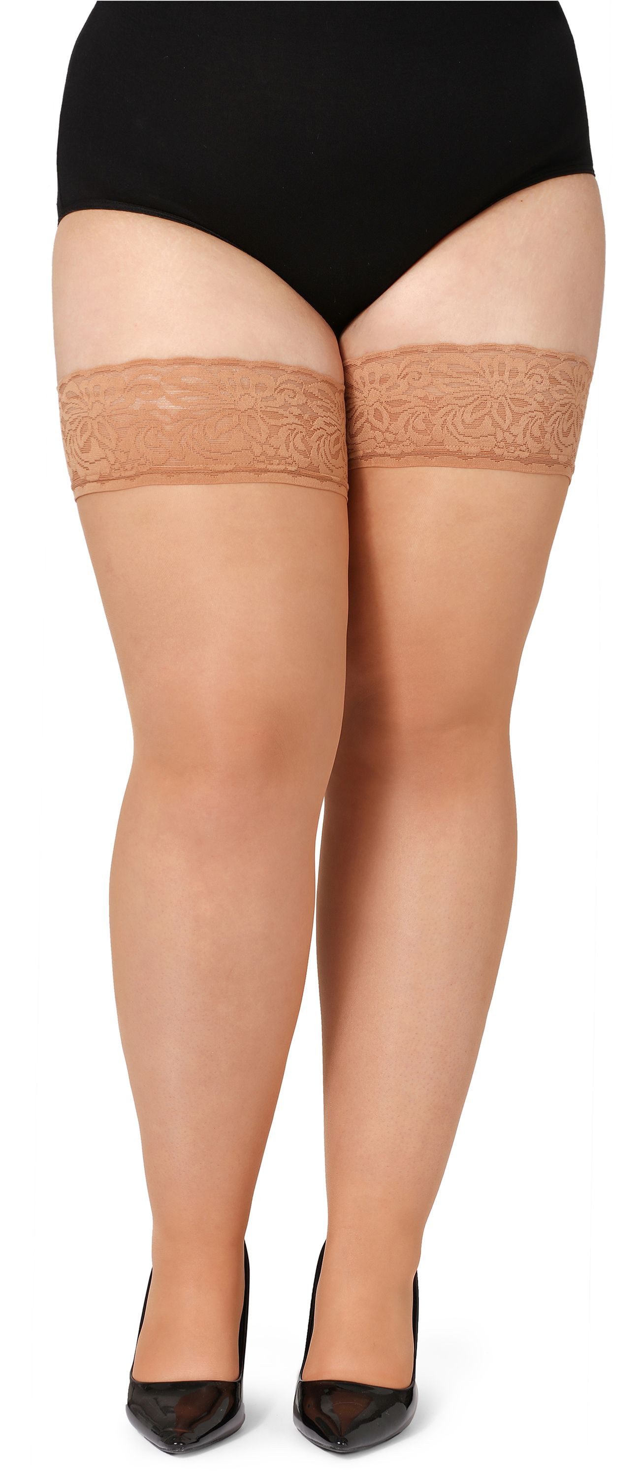 Bellivalini Halterlose Strümpfe Damen mit Spitze Plus Size 20 DEN BLV-1126