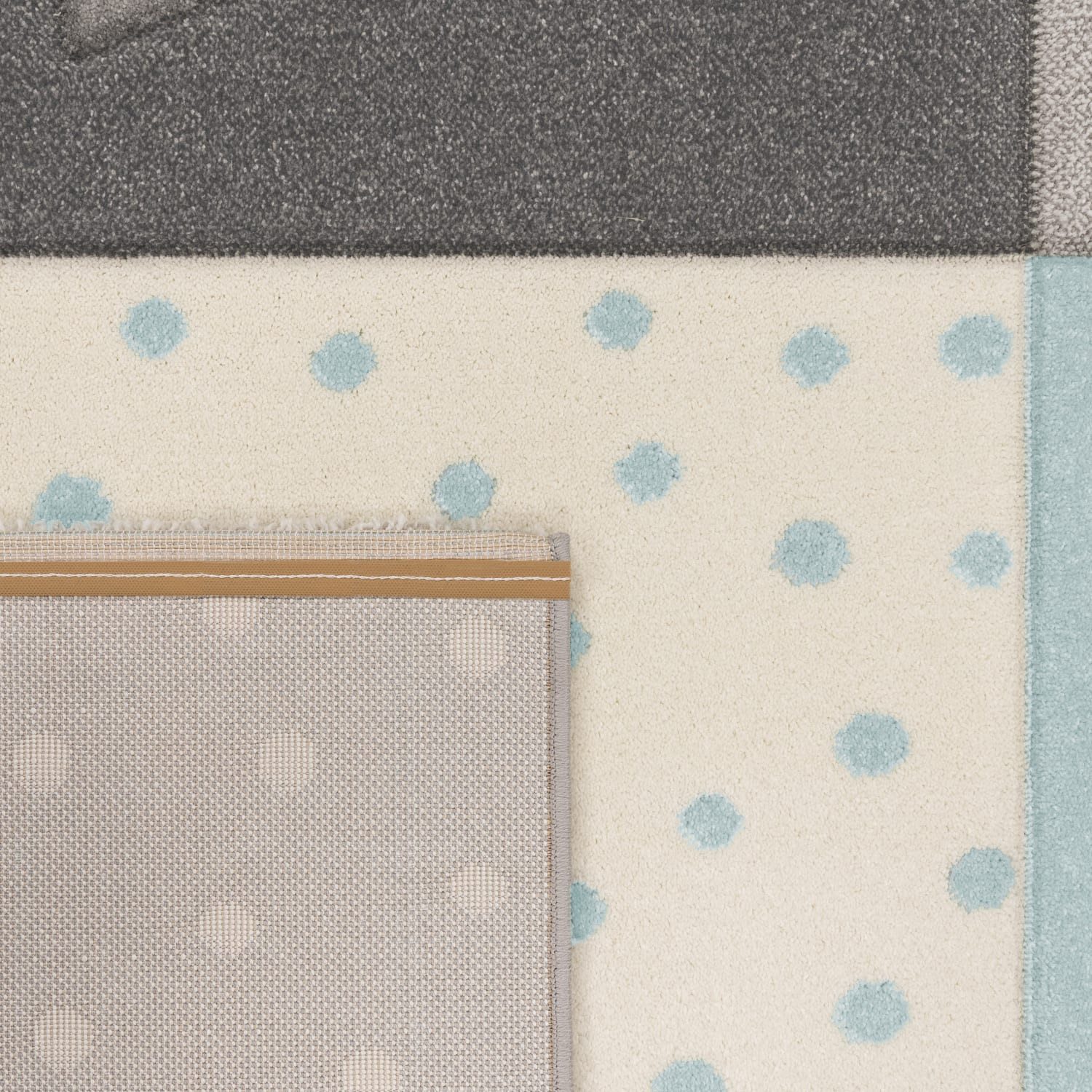 KADIMA DESIGN Kinderteppich Patchwork 100% Polypropylen schmutzabweisend Kinderteppich, Rechteckig, Höhe: 17 mm, Florhöhe: 13 mm, 80x150, Blau