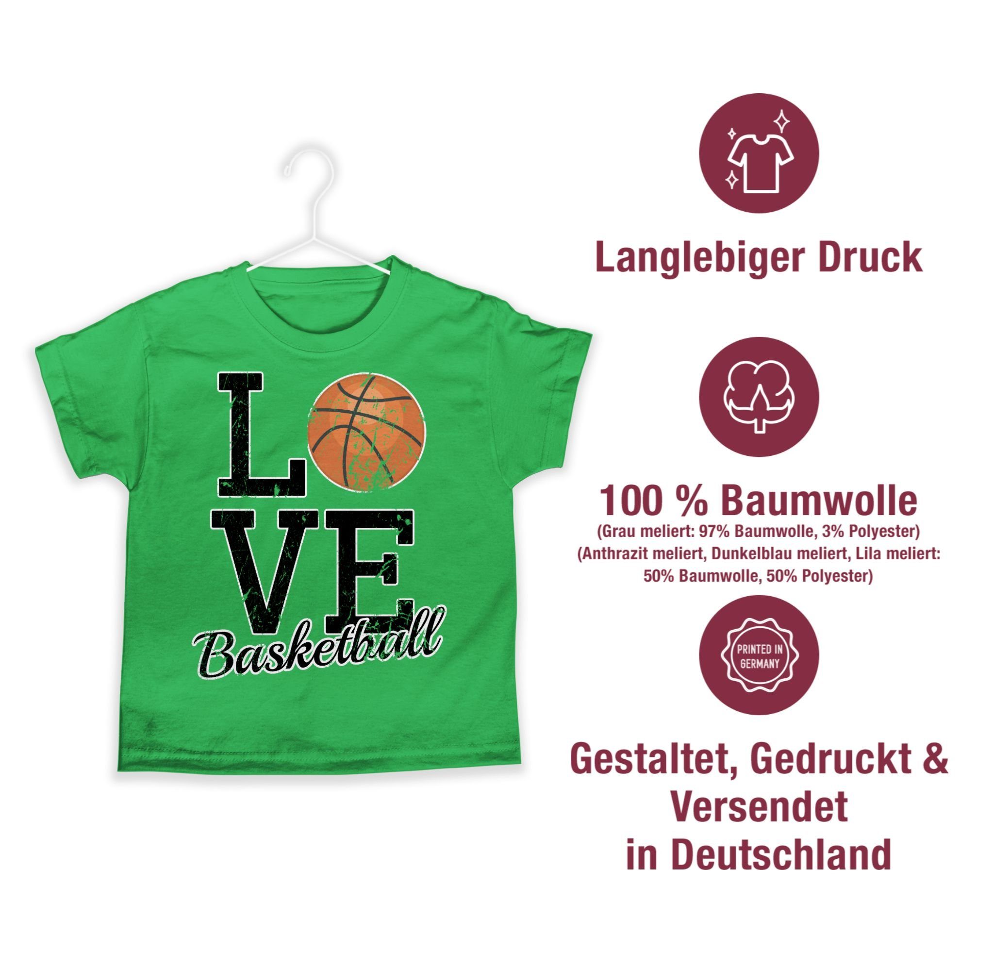 T-Shirt Basketball Shirtracer 3 Kinder Love Grün Sport Kleidung