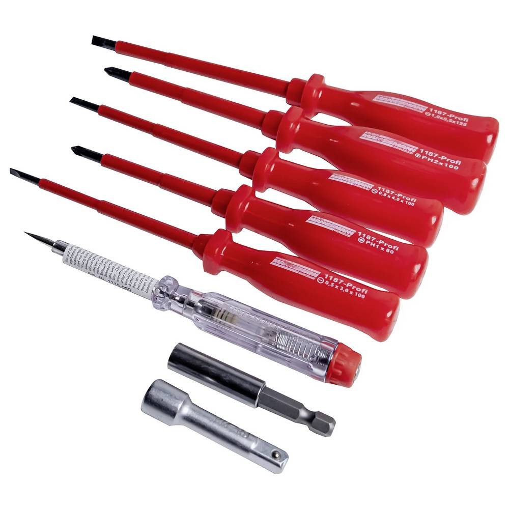 KNIPEX 7-teiliges Werkzeugset In Reißverschlusstasche, Rot – Qualitätswerkzeuge Für Werkstatt & Haushalt