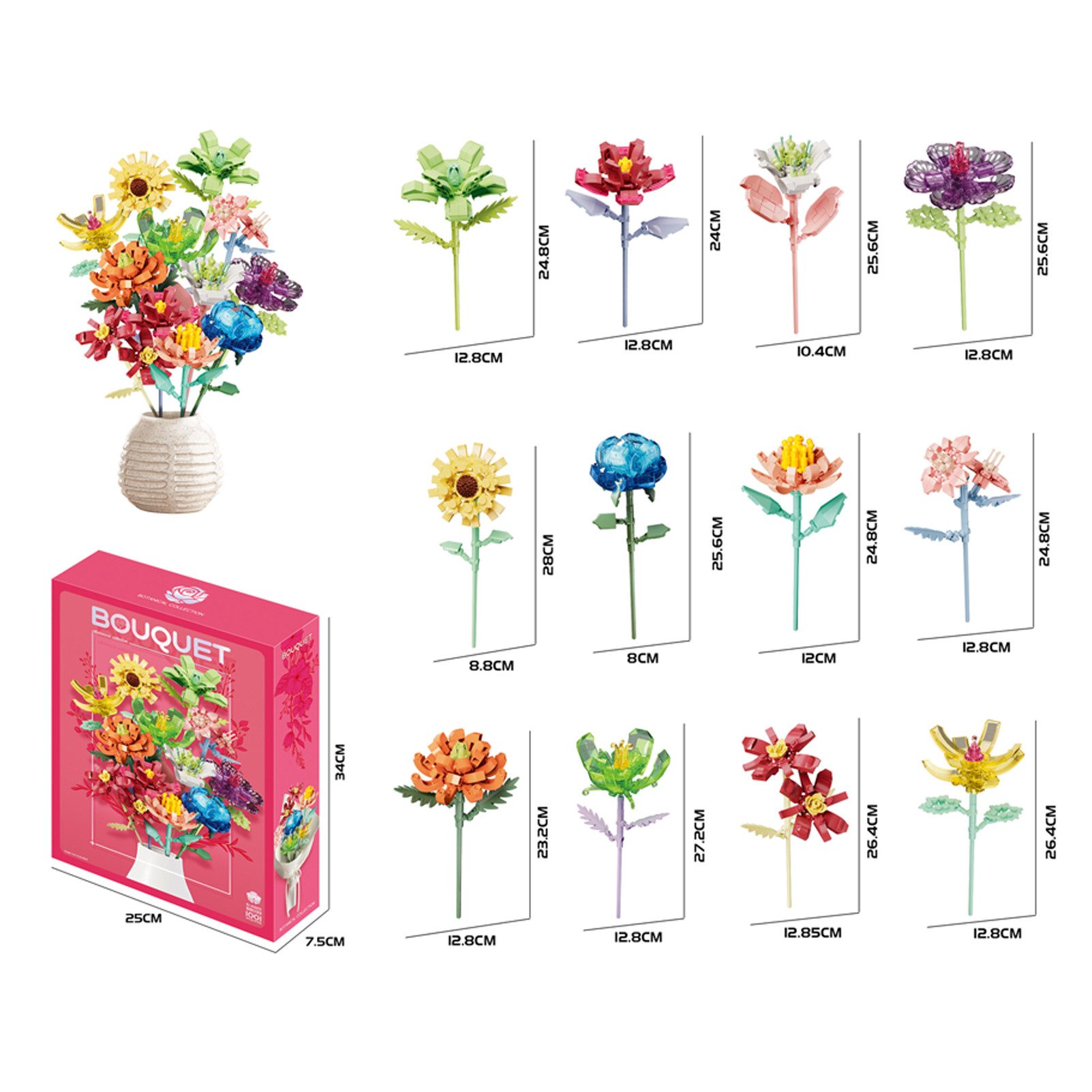 Esun Blumen Bouquet Building Set 1001 Stück, DIY Einzigartige Dekoration Spielbausteine, (SET, 1001 St., Blumen Baukasten), Geburtstag Geburt Ostern Nikolaus We – Bild 5 von 5