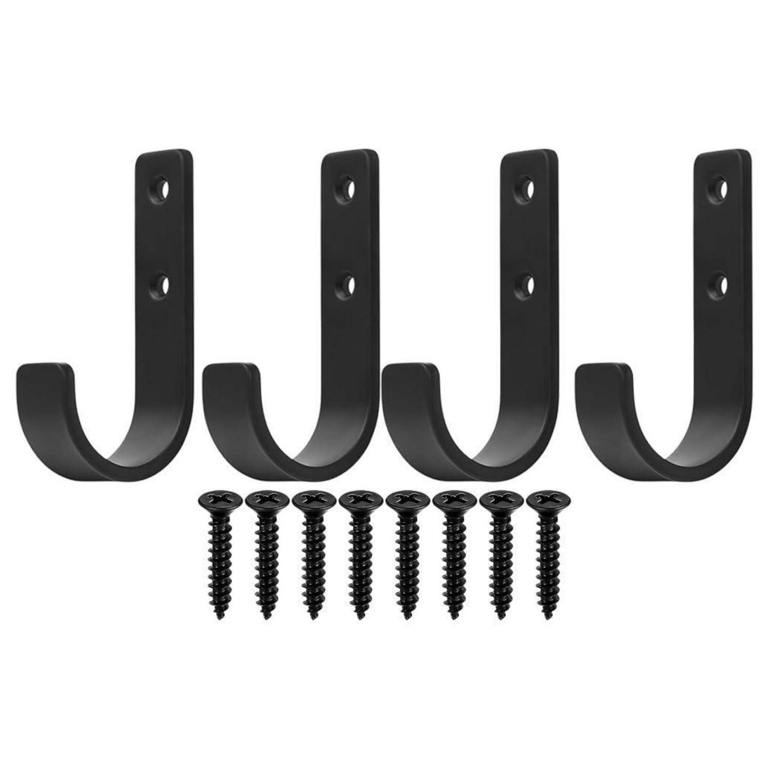 LuxusKollektion Wandhaken Wandhaken Schwerlast J-Haken Schwarz 4 Stk, (4-St)