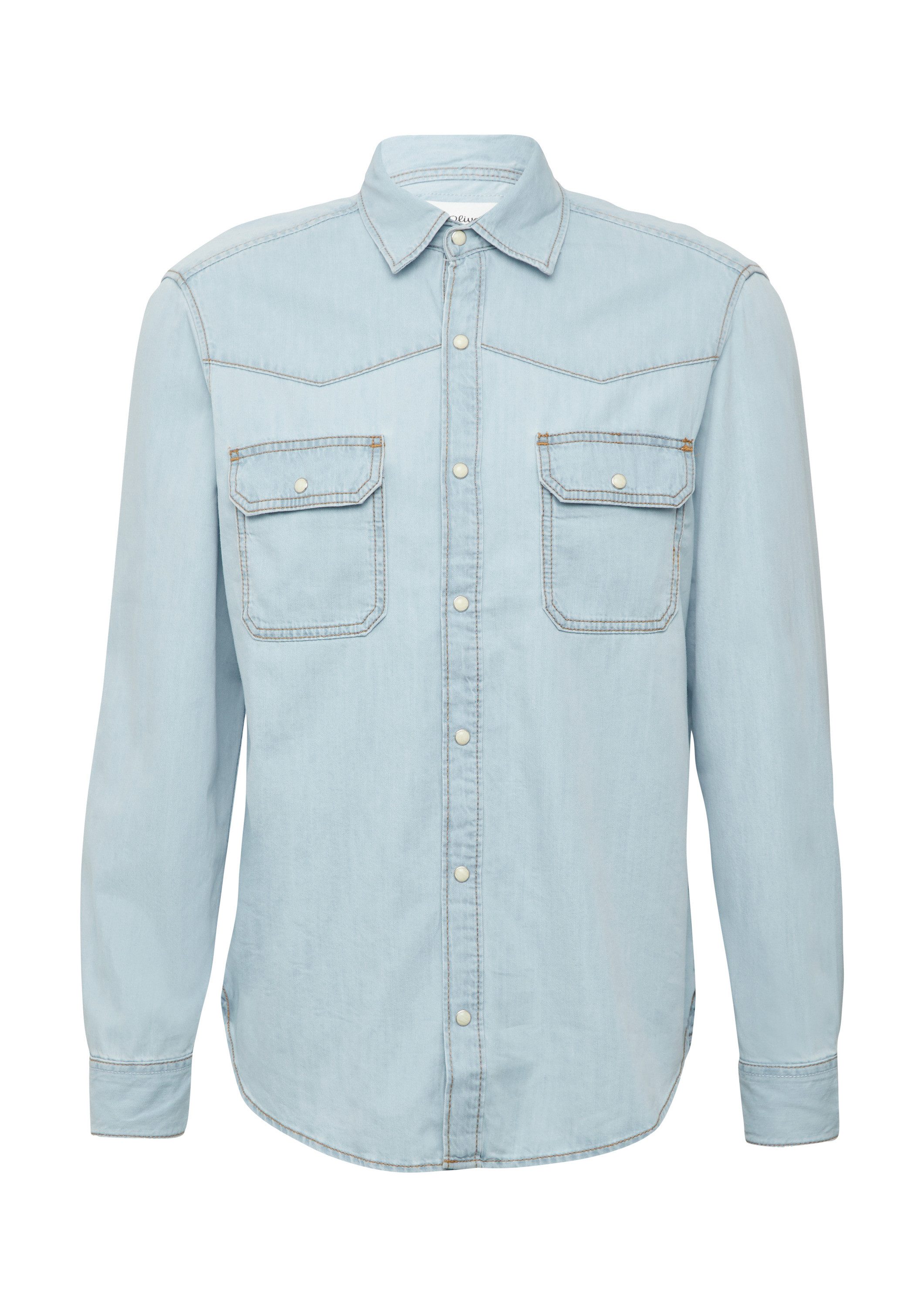 s.Oliver Langarmhemd Hemd Regular Fit: Denim-Hemd im Western-Stil
