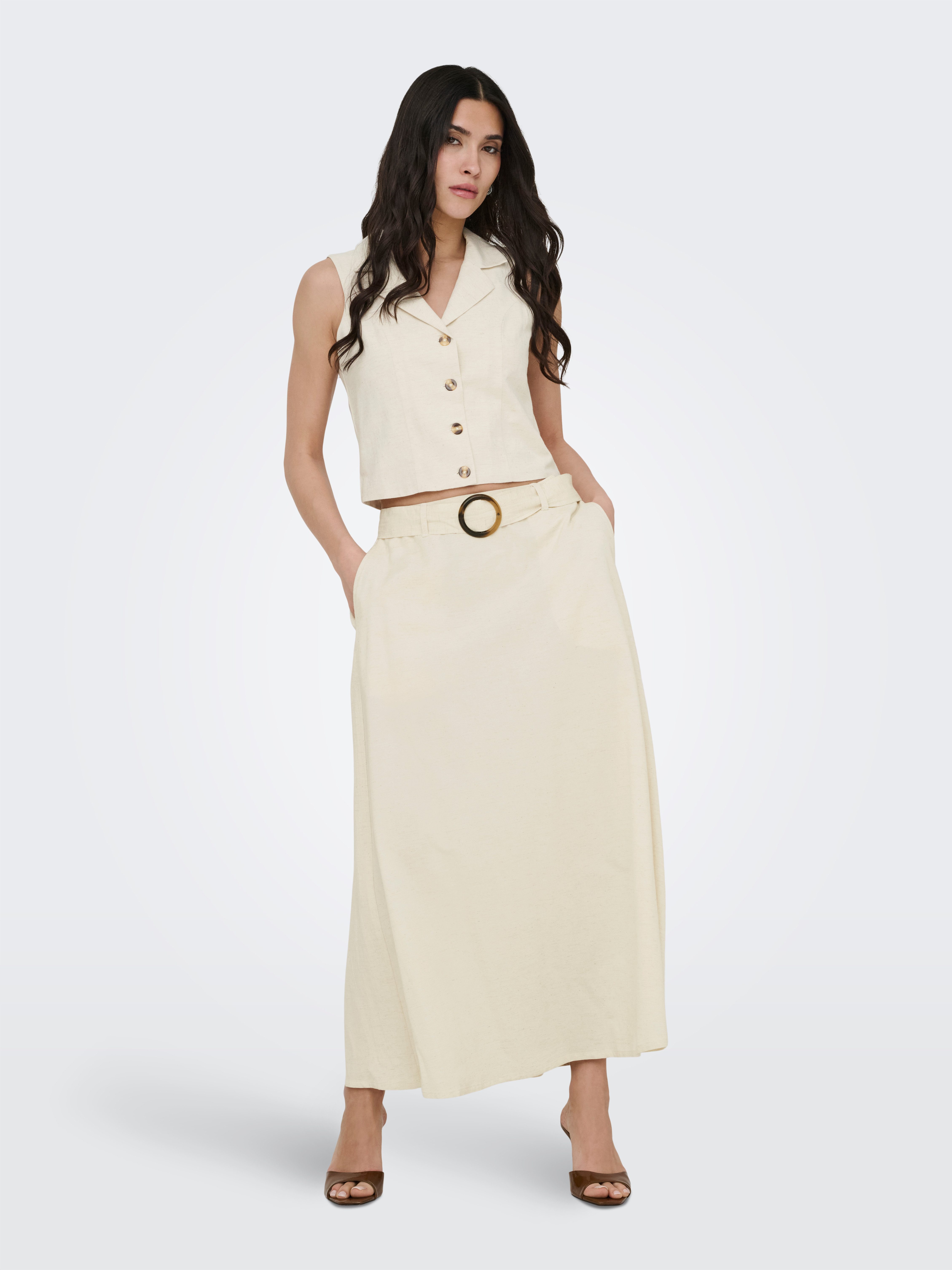 JDY Maxirock JDYMILAN LINEN HW BELTED SKIRT WVN DIA Sommerrock mit Leinen – Bild 5 von 5