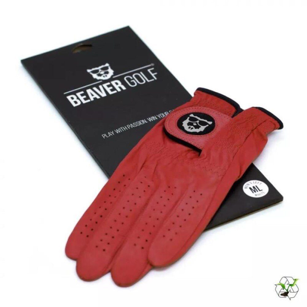 Beaver Golf Golfhandschuh Beaver Golf Golfhandschuh Herren Rot Linke Hand Modernes Design
