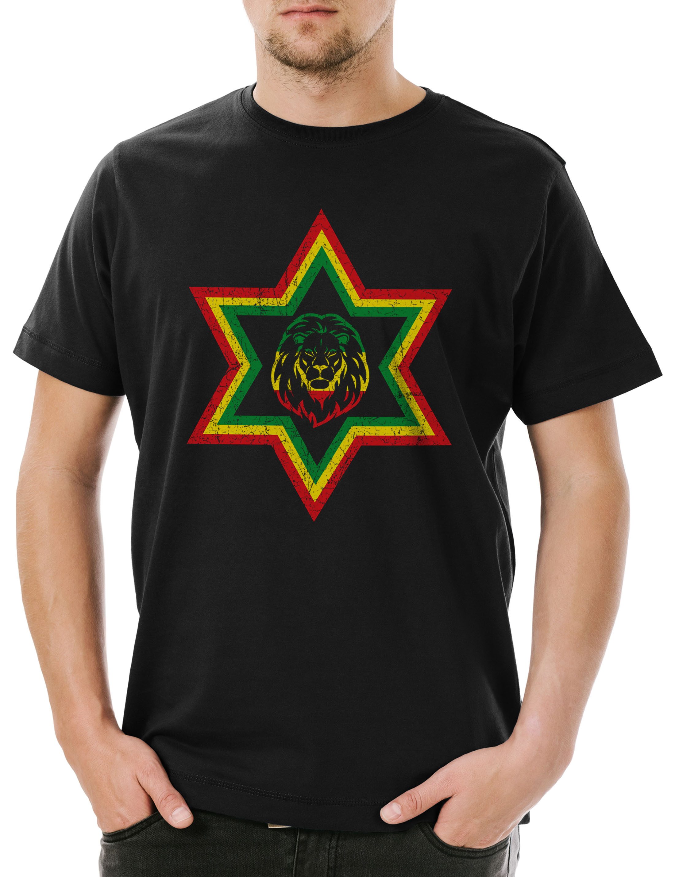 Print-Shirt Zion Star Lion Herren T-Shirt Music Jah Babylon Musik Babylon Irie Ska