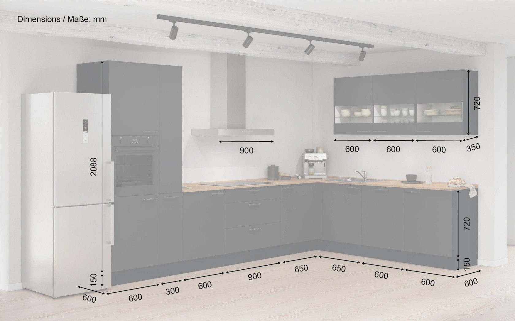 nobilia® Winkelküche Ulla, individuell anpassbar, gratis Küchenplanung mit Profis, (Breite 613.2 cm), vormontiert, wahlw. mit E-Geräten, inkl. Lieferung