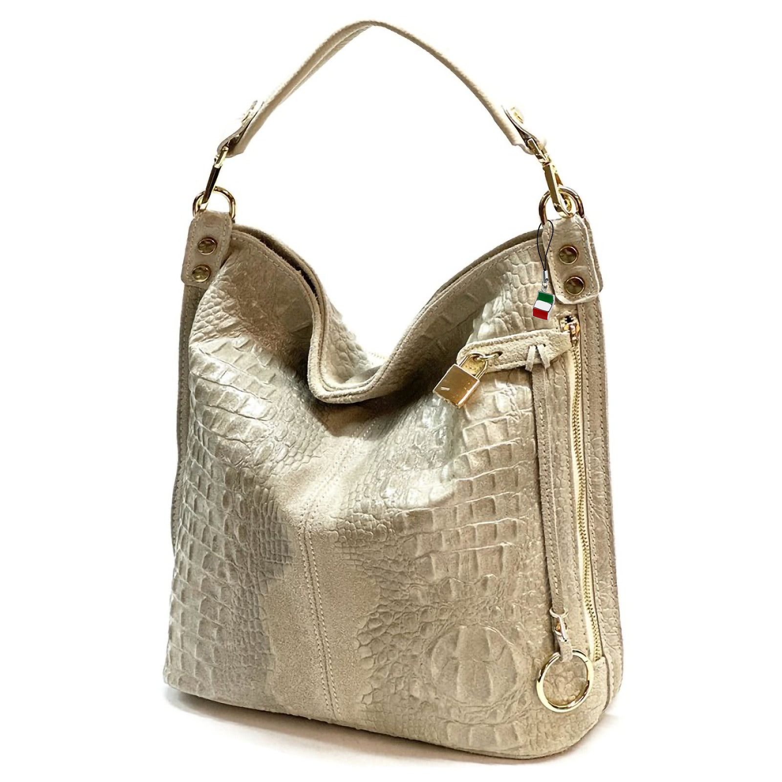 FLORENCE Beuteltasche Florence Beuteltasche Echtleder beige (Beuteltasche), günstig online kaufen