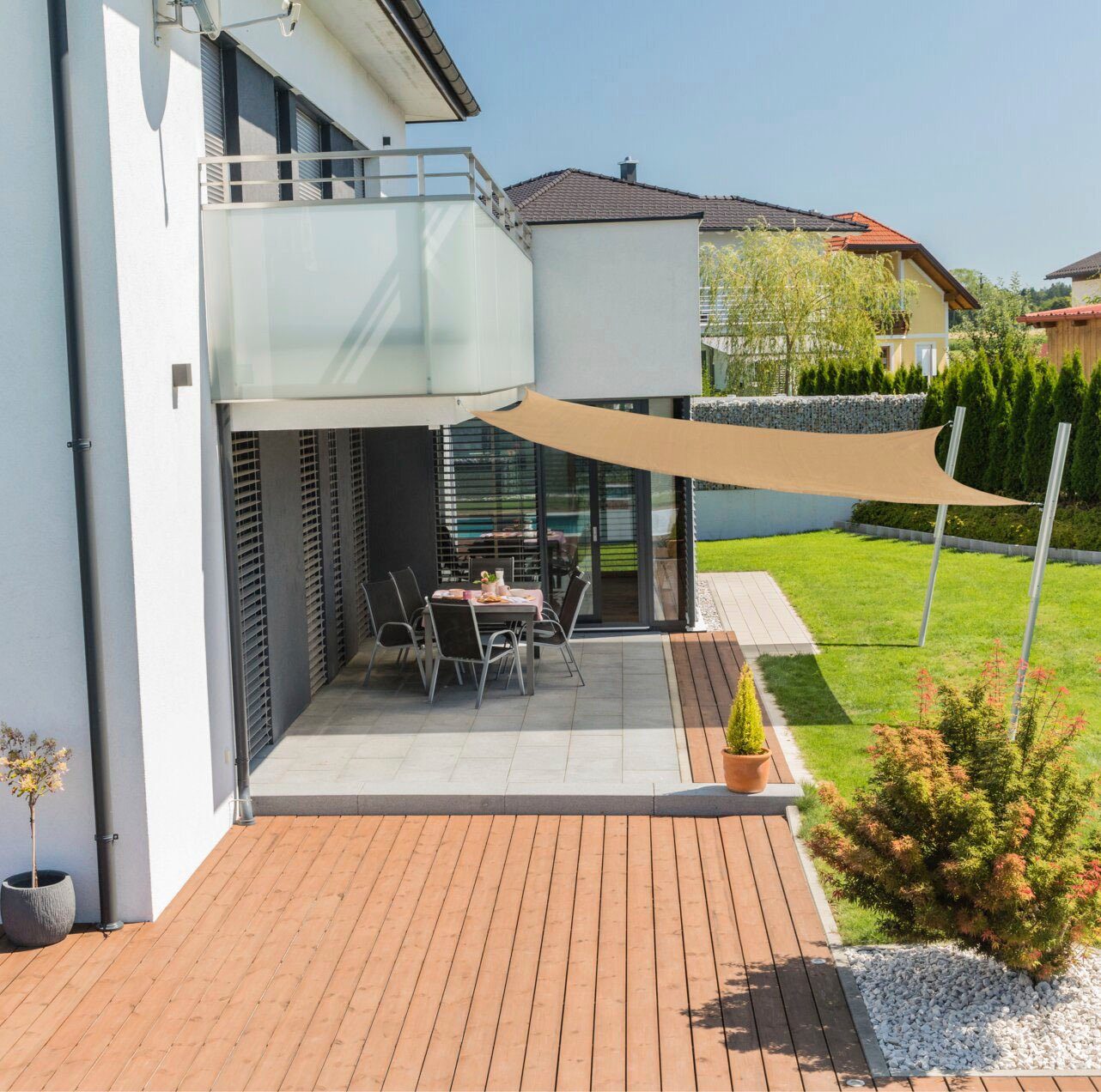 Windhager Capri Square Sun Shade Sail, 5x5m, reed