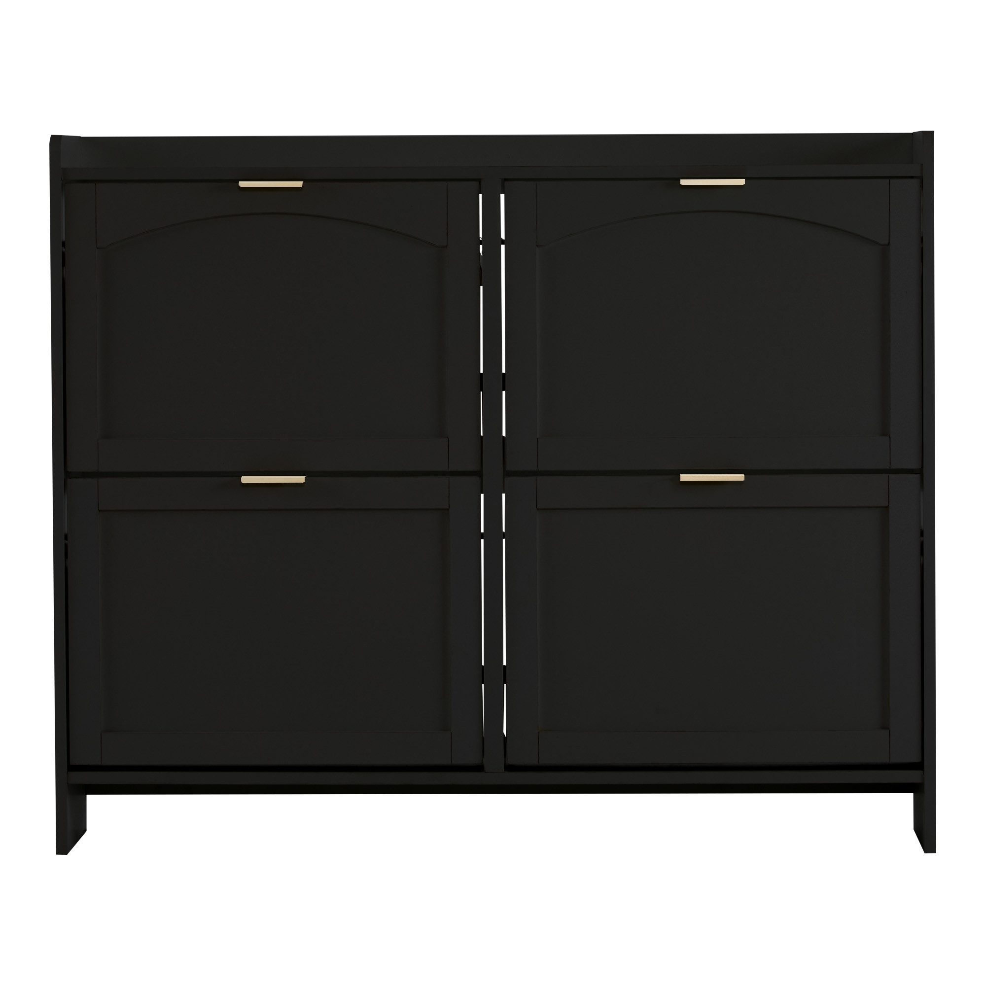 Flieks Schuhschrank (ca 24 Paar Schuhe, 1-St., B110/T24/H90 cm) Schuhregal mit 4 Klappen Schuhkipper Schuhkommode schwarz