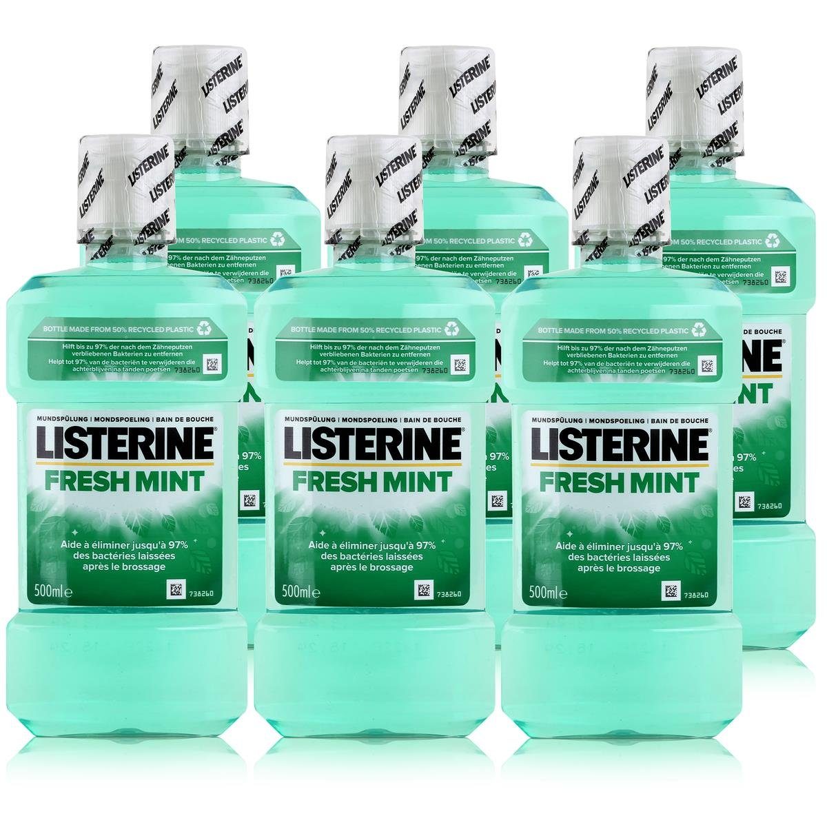 Listerine Mundspülung Listerine Fresh Mint 500ml - Für die tägliche Mundspülung (6er Pack)