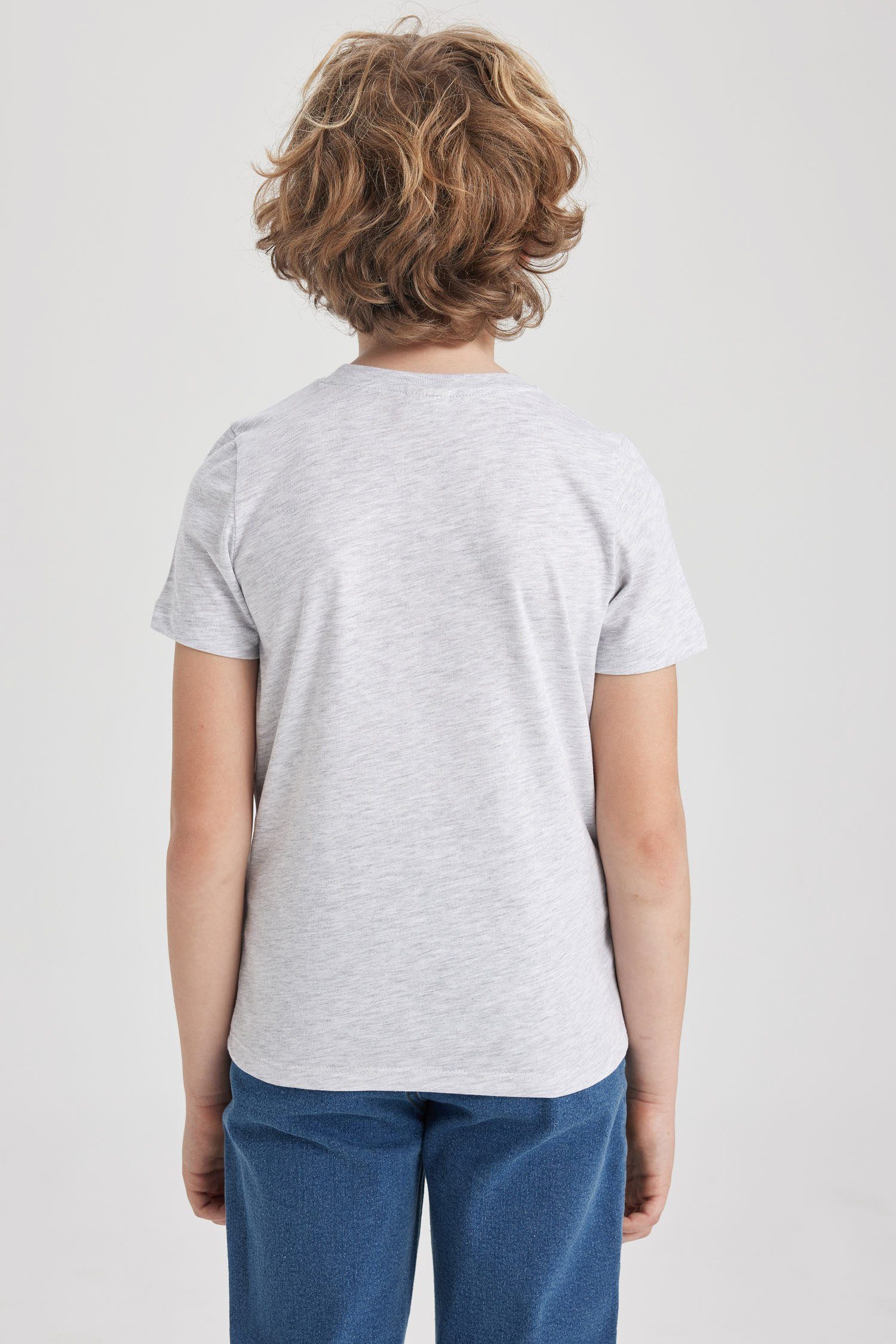 T-Shirt REGULAR Hellgrau FIT DeFacto Optik Melange T-Shirt