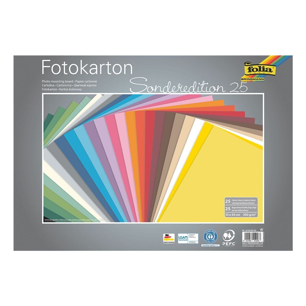 Folia Bastelkartonpapier cm, 25 Fotokarton 25 35x50 g/m², 300 25, Blatt Farben, Sonderedition
