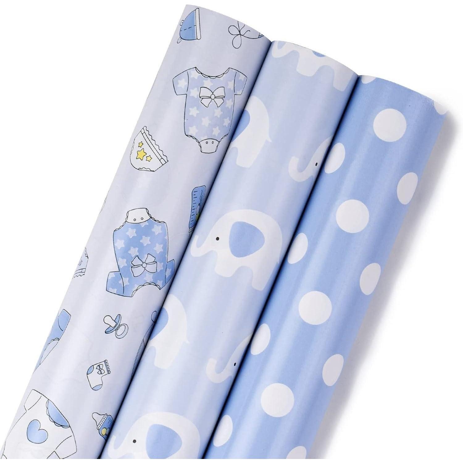 LuxusKollektion Geschenkpapier Geschenkpapierrolle Minirolle Baby Boy Blauer Junge