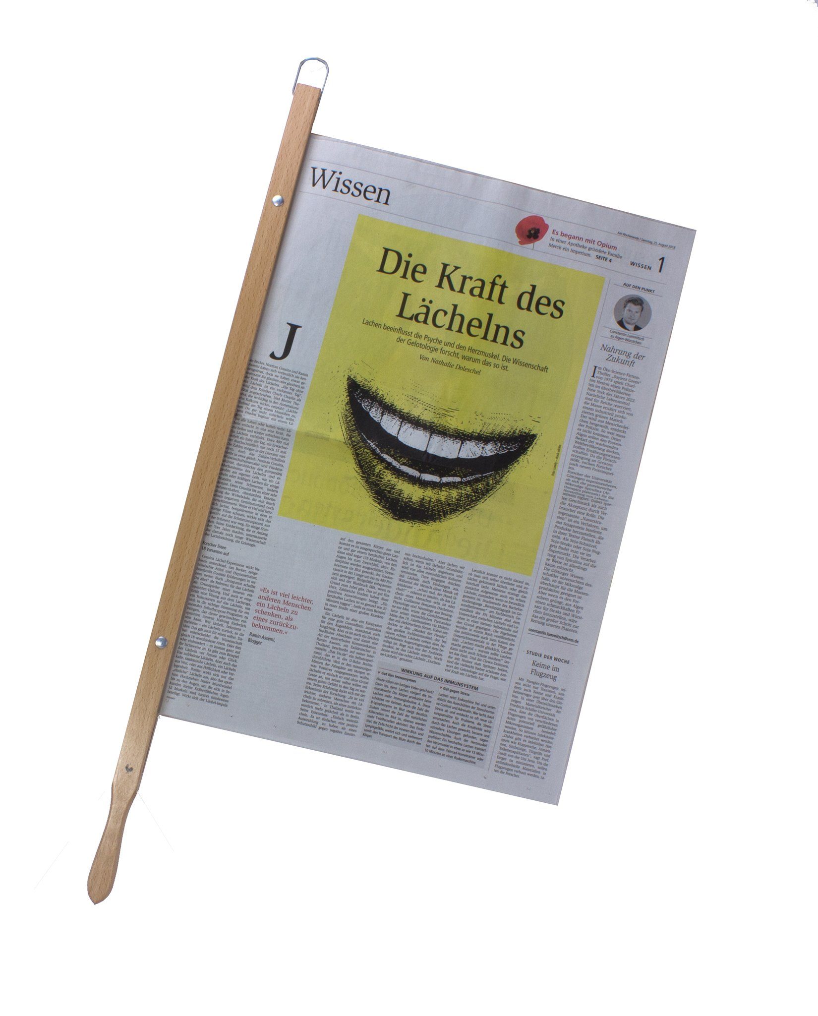 BigDean Zeitungsständer Zeitungshalter Zeitungsstock Old Times mit  Einspannlänge 58cm Buche