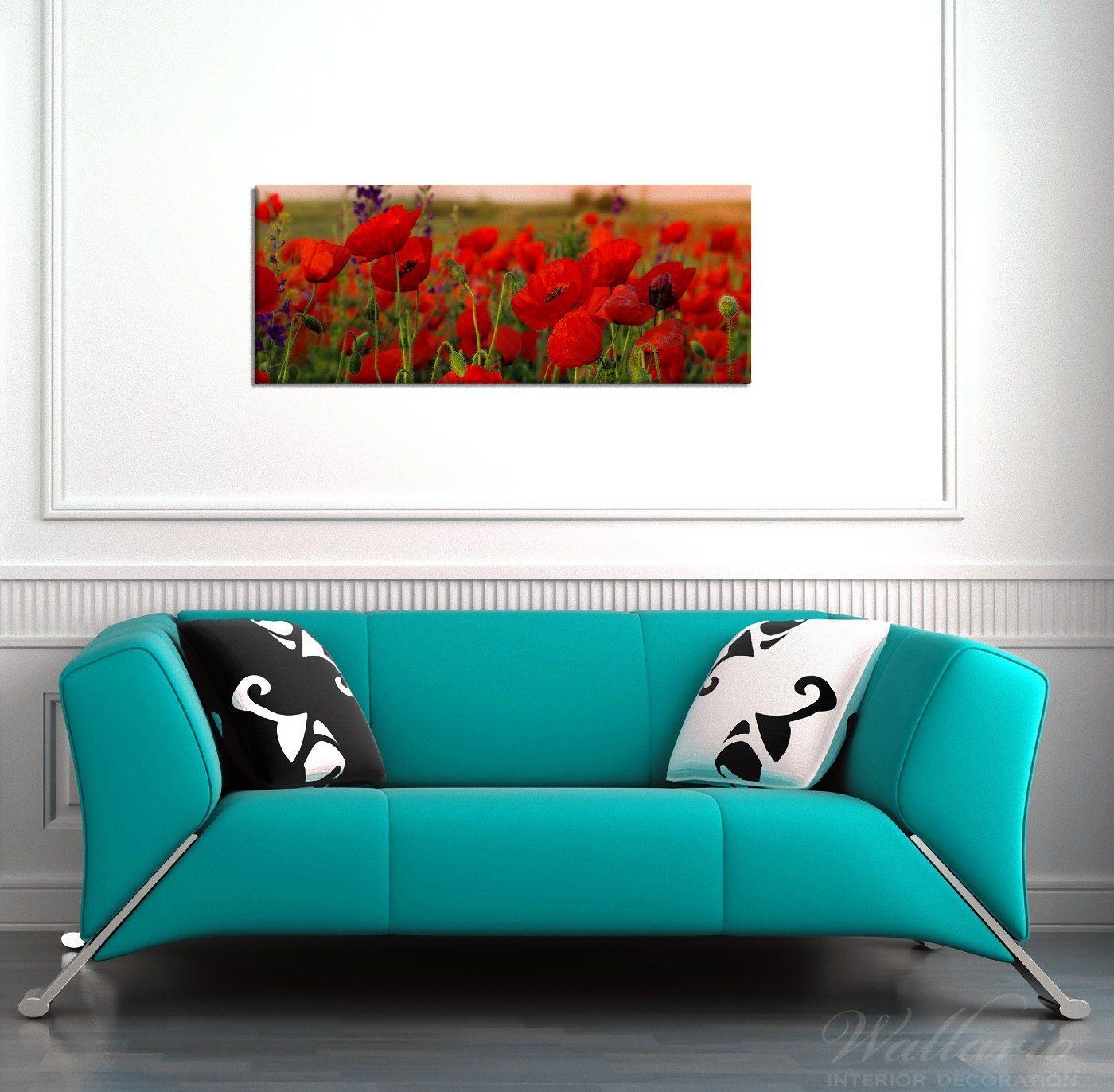 Wallario Leinwandbild, Mohnblumen auf dem Feld, günstig online kaufen