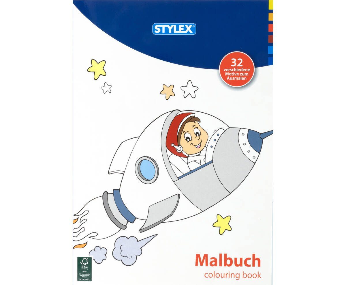 Stylex Malvorlage 2er Set Stylex Malbücher mit 32 Seiten - Weltall/Schnecke