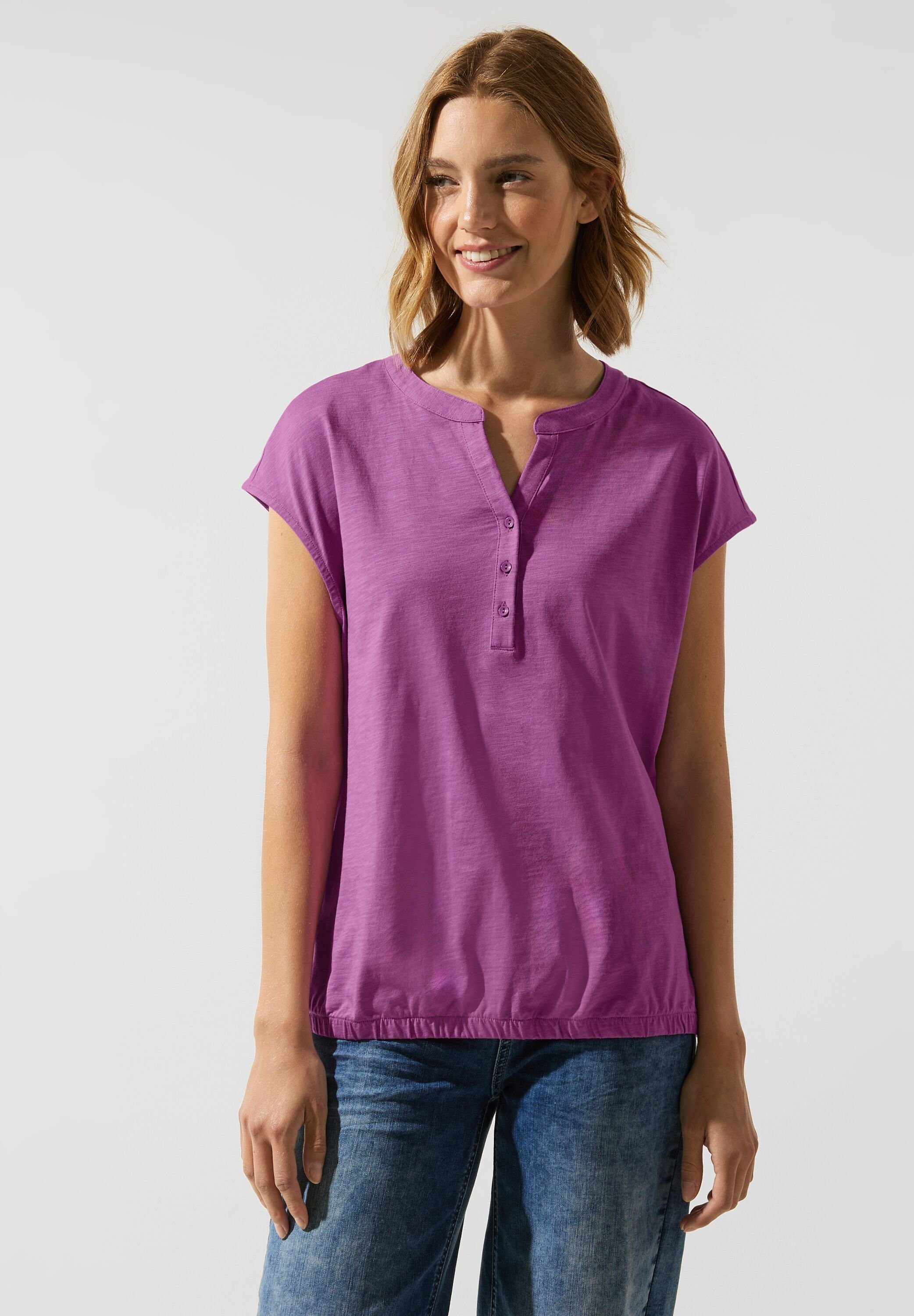STREET ONE T-Shirt in lilac Unifarbe meta