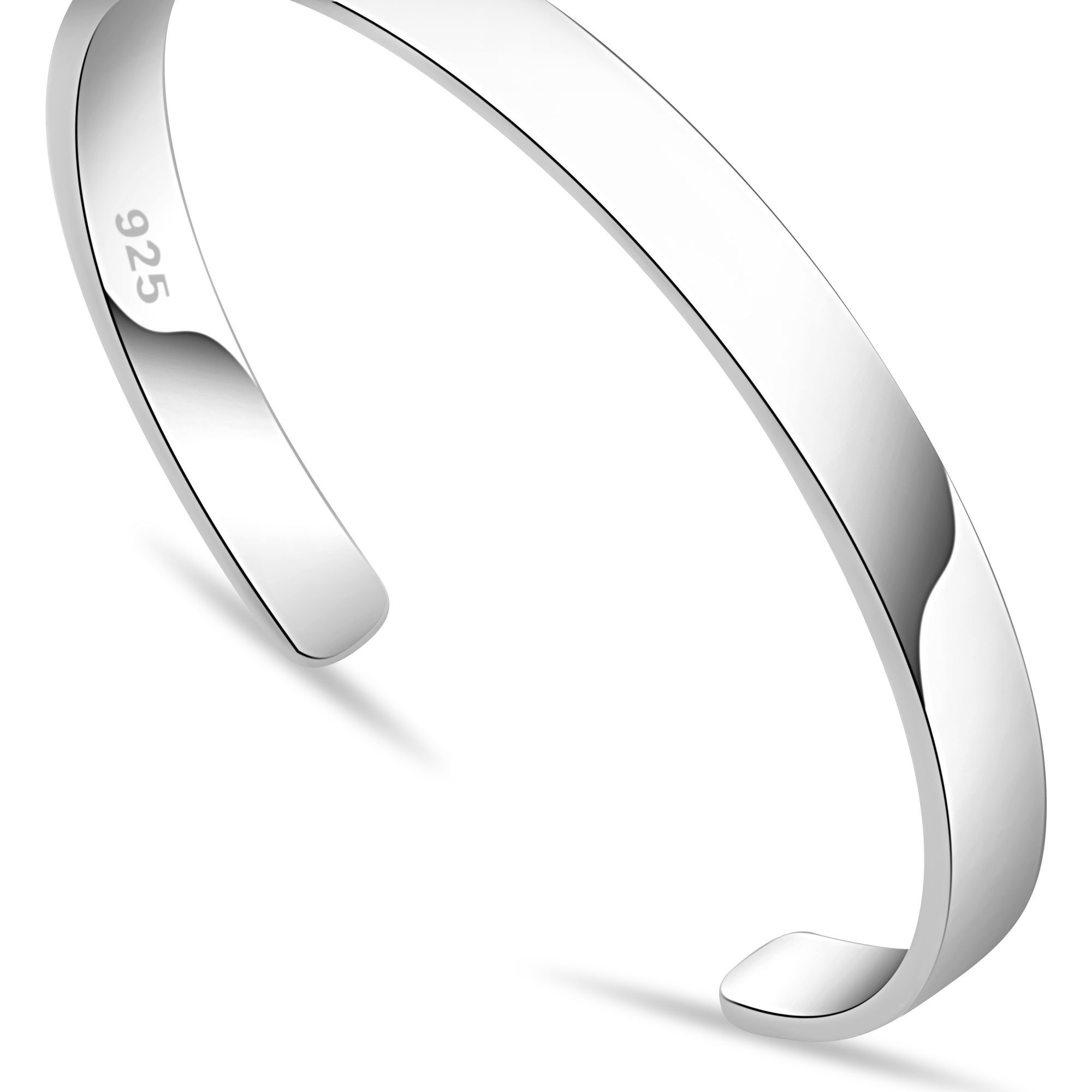Tony Fein Armreif Armreif 7 mm Breit 925er Silber Massiv Hochglanzpoliert, Made in Italy für Damen und Herren