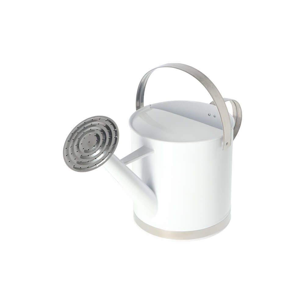 esschert design Gießkanne Gießkanne 5 Liter Landhaus Kanne Stil weiß silber aus Zink Metall