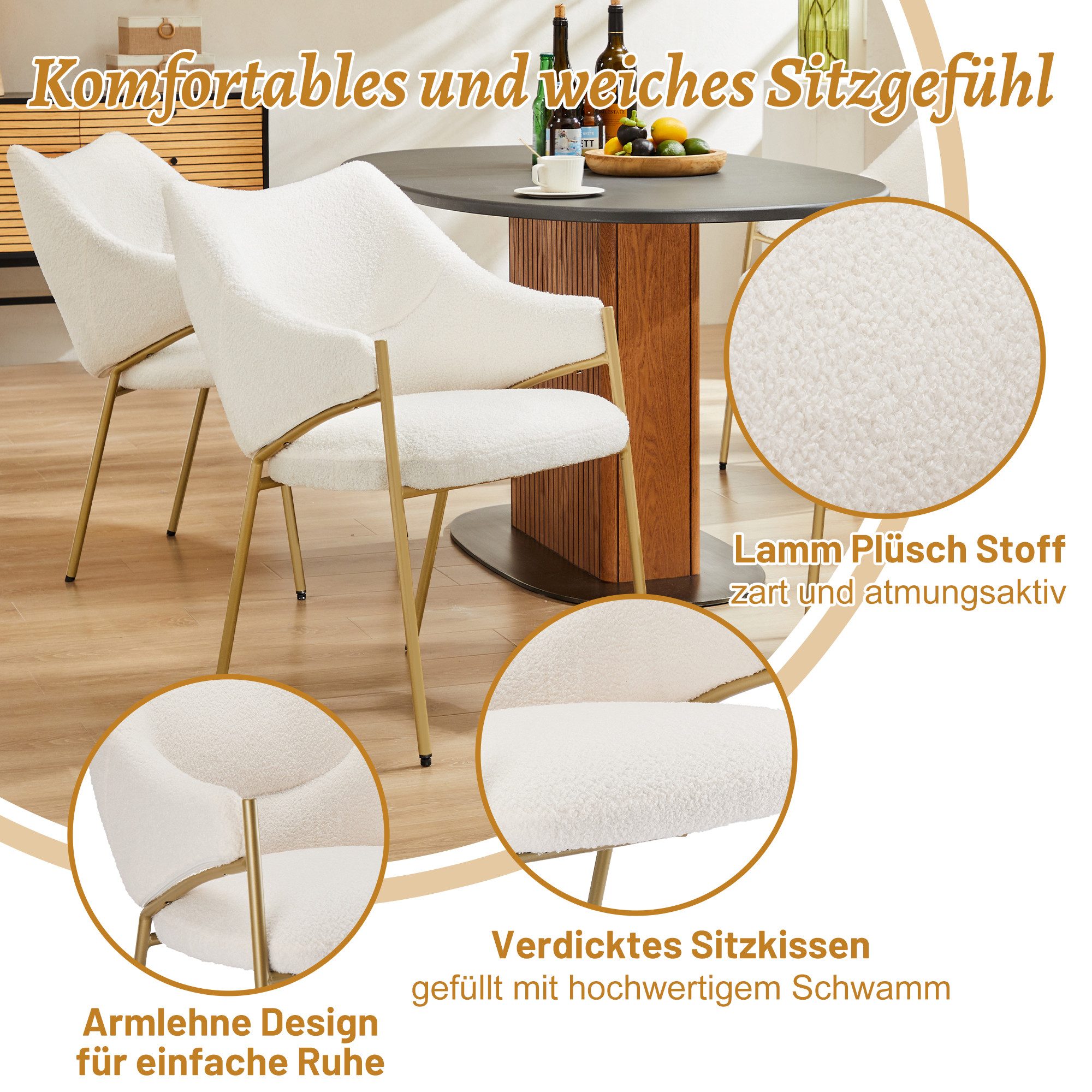 i@home Esszimmerstuhl Loungesessel Sofastuhl,Armlehnensessel Sessel,Lamm Pl günstig online kaufen