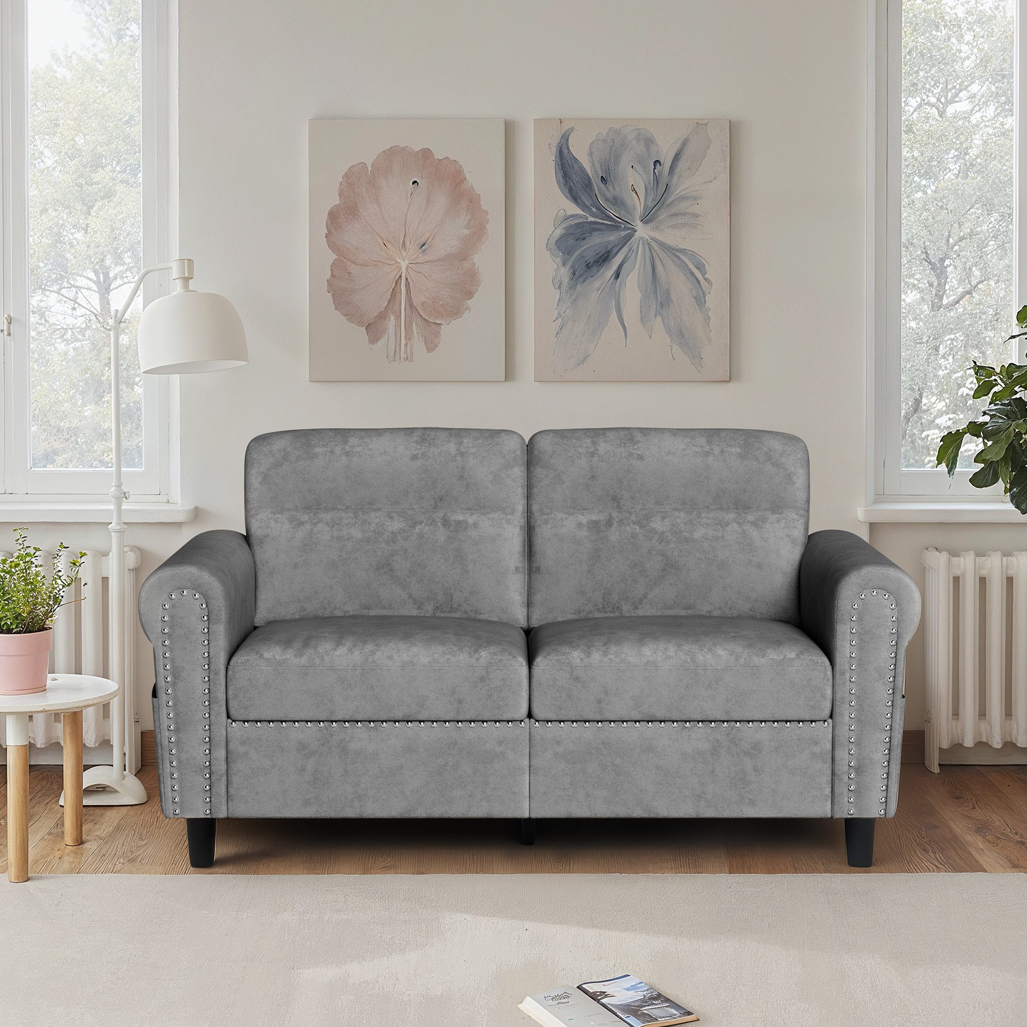 Bealife 2-Sitzer Kleine Couch, mit Armlehne und Seitentasche, 152 x 76 x 84 günstig online kaufen