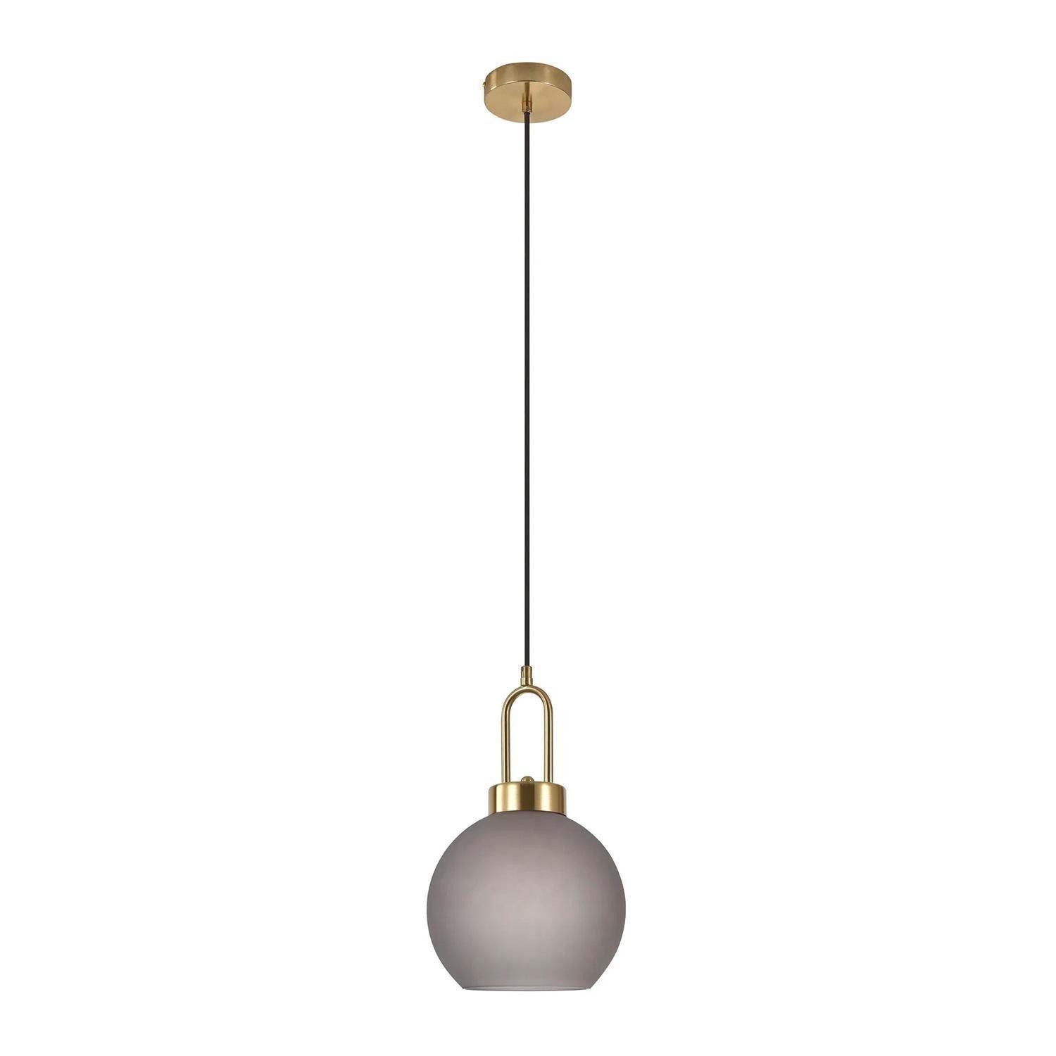 House Nordic Pendelleuchte LUTON, 1-flammig, Goldgelb, Grau, Metall, ohne Leuchtmittel, Glasschirm, Ø 20 x H 150 cm