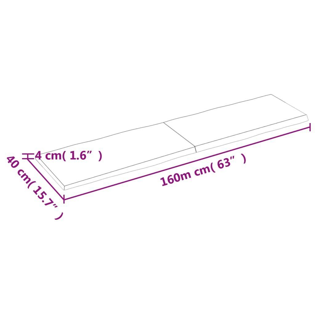 160x40x(2-4) Massivholz Tischplatte Unbehandelt (1 Baumkante furnicato cm St)