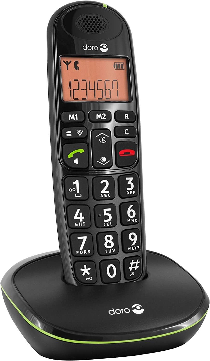 Doro PhoneEasy 100w Single Schnurloses DECT-Telefon (Praktische Freisprechfunktion) Schwarz