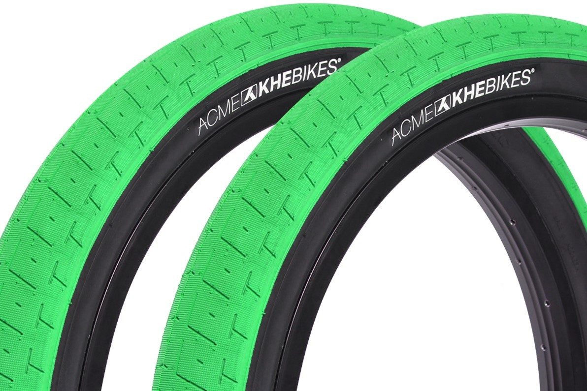 KHEbikes Fahrradreifen BMX Reifen Set KHE ACME 20 Zoll x 2,40 Grün, Stahlband (steel beaded)