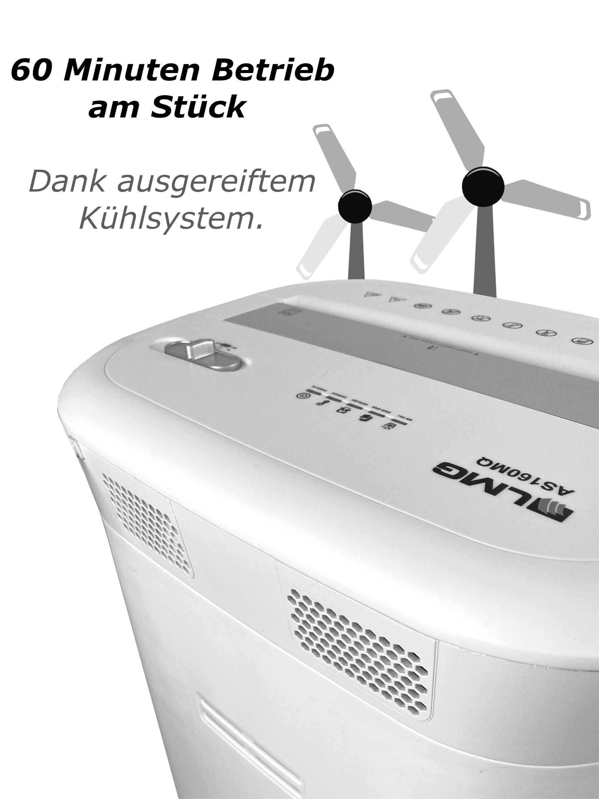 LMG Germany Aktenvernichter Professioneller Aktenvernichter, Sicherheitsstufe P5, 60 Min, P-5, Mikroschnitt, Dauerbetrieb, Doppelkühlung, leise, mobil
