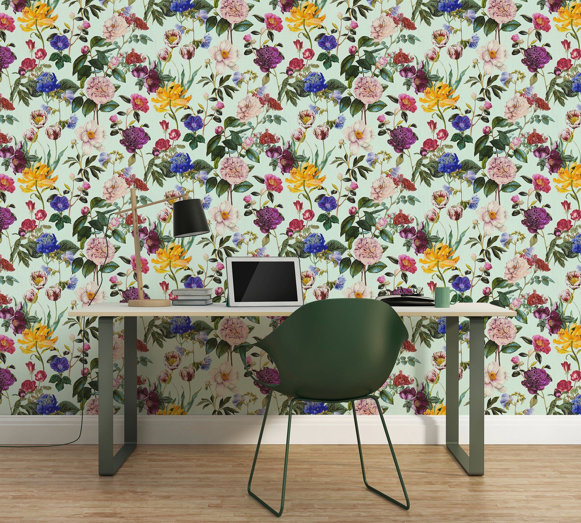 Jette Joop Vliestapete Blumen Türkis FSC® günstig online kaufen